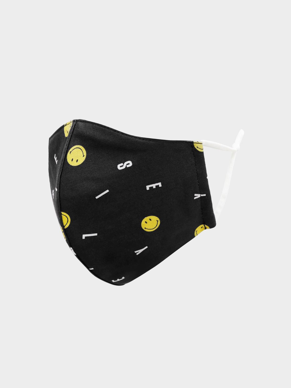 Pomelo X Smiley Smile Typo Mask - Black