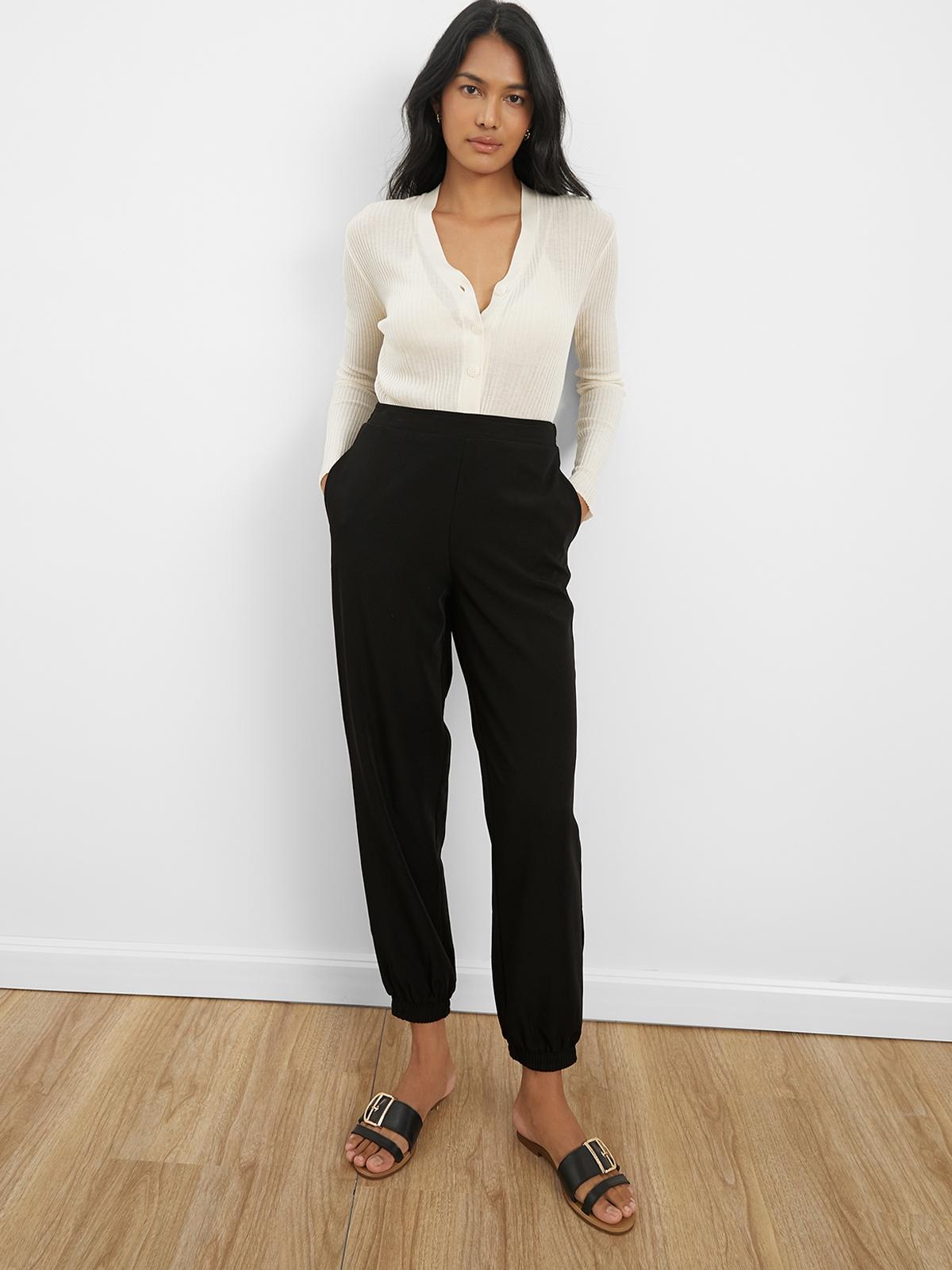 High Waist  Tapered Pants - Black