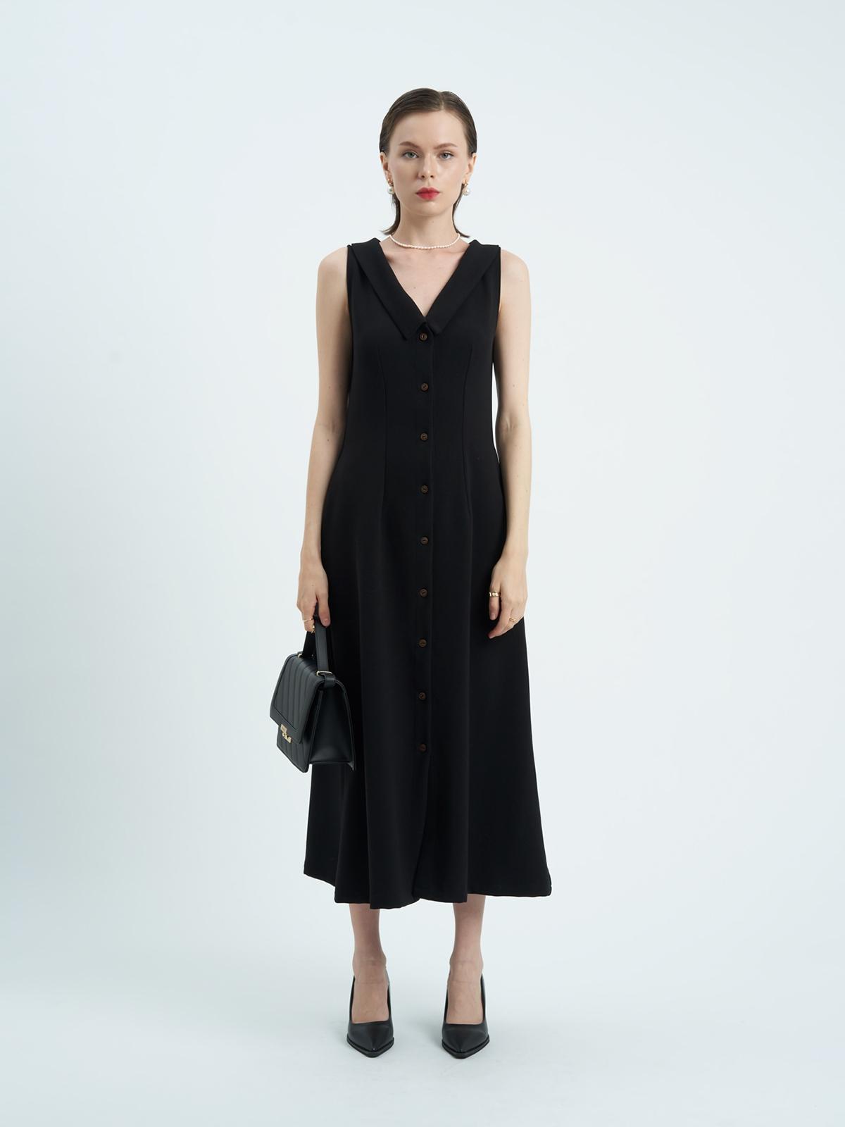 Black Elegant Dress - Black