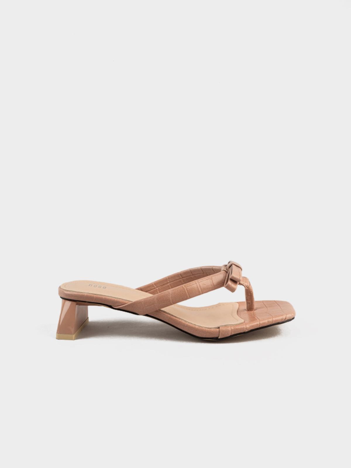 Faux Croco Heel Thong - Pink