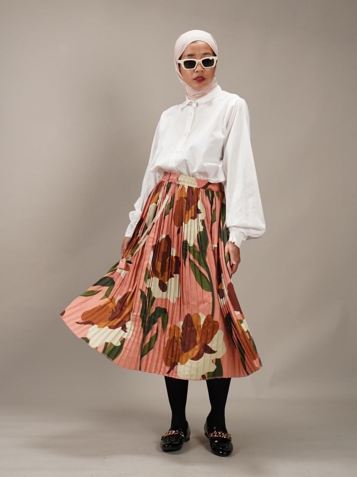 Sonet Pleated Midi Skirt - Peach