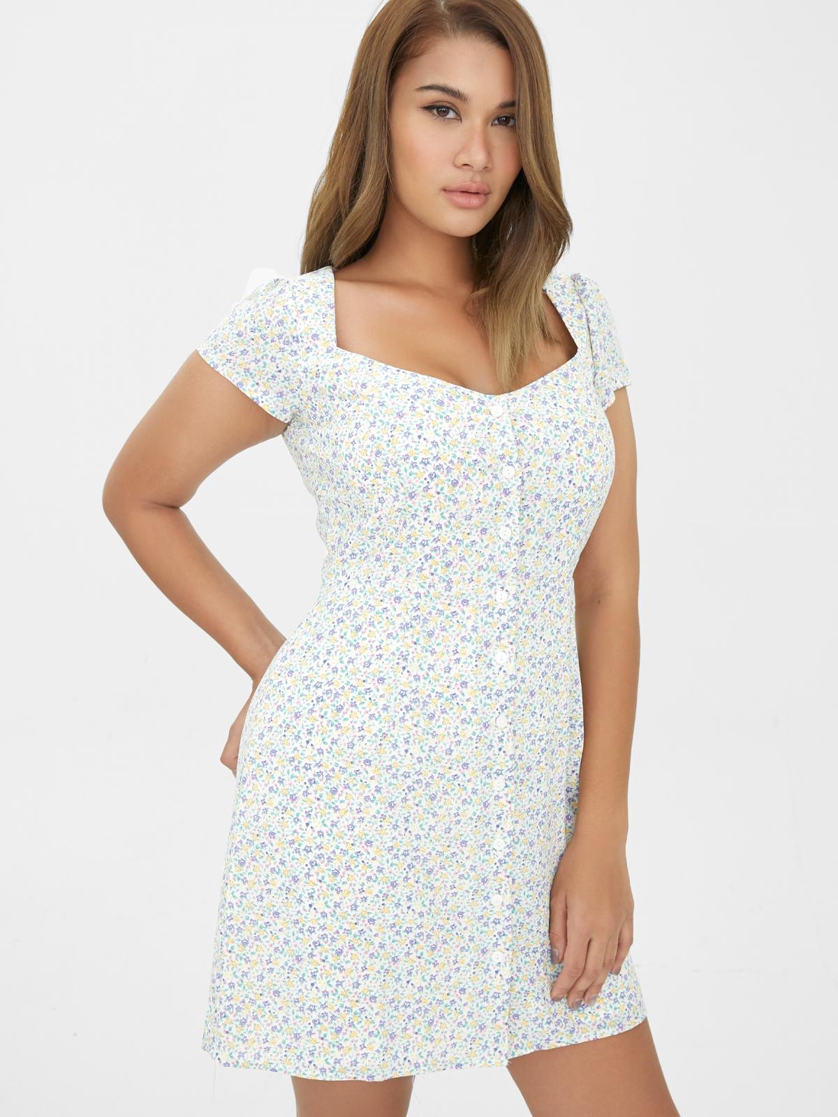 Floral Mini Dress - Multi Color