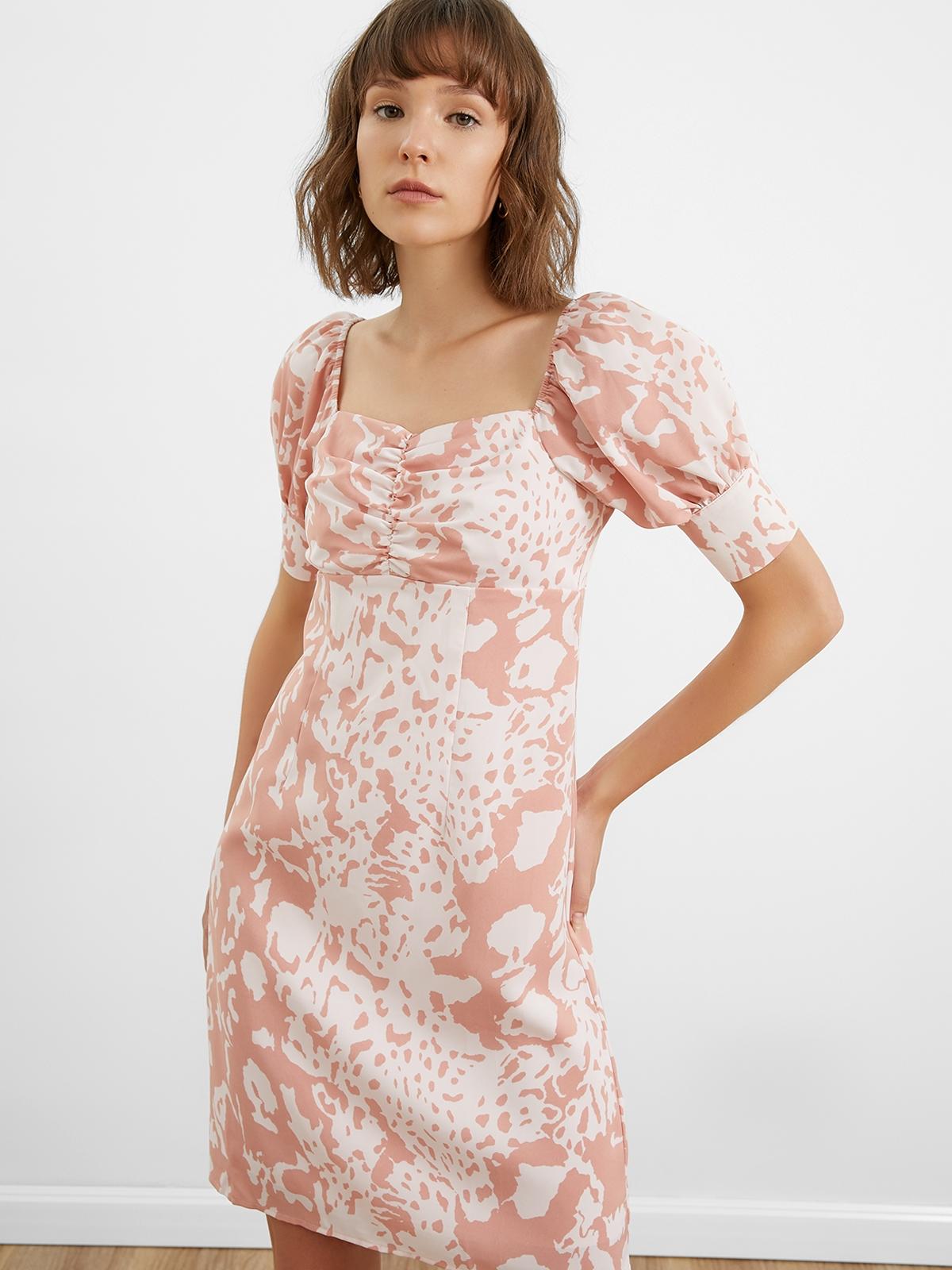 Puffed Sleeve Dress - Pink