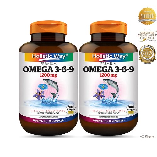 [Bundle of 2] Holistic Way Premium Fish Oil Omega 3-6-9 1200mg - Halal (100s)