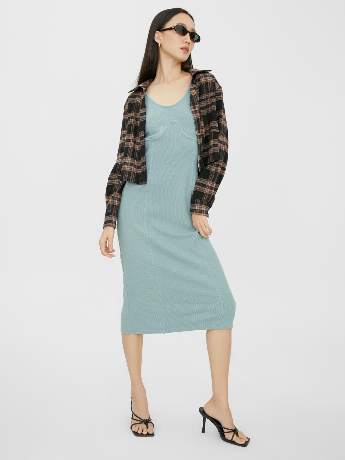 Ribbed Texture Sleeveless Dress - Green Ribbed Texture Sleeveless Dress - Green