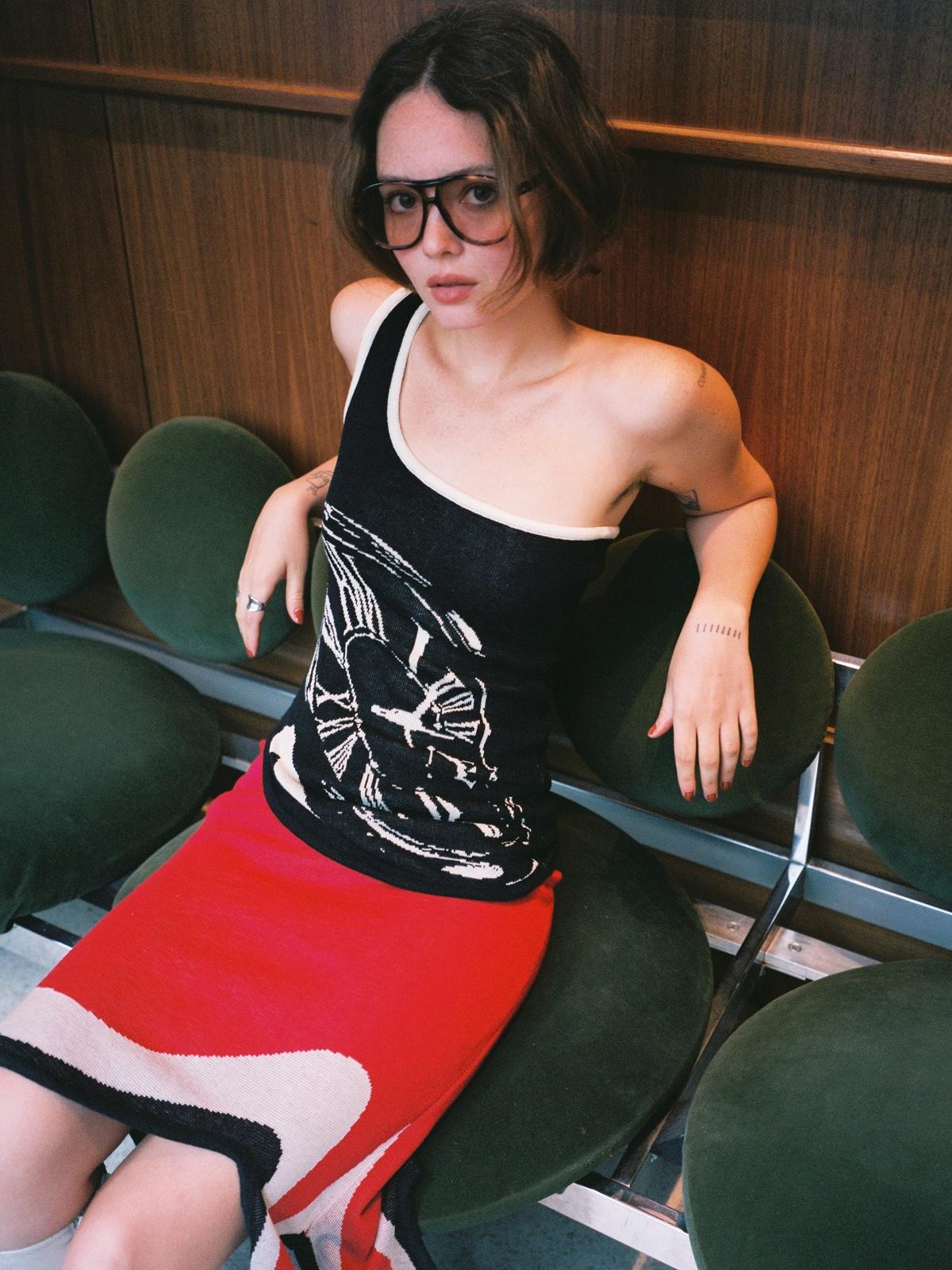 Ticking Free Form Top - Black/White