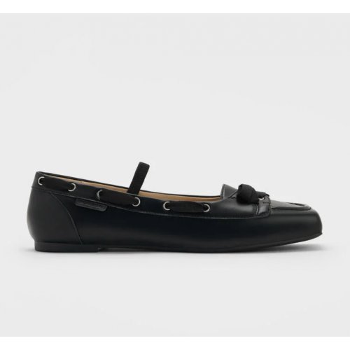  Bow Boat-Shoe Flats - Black 