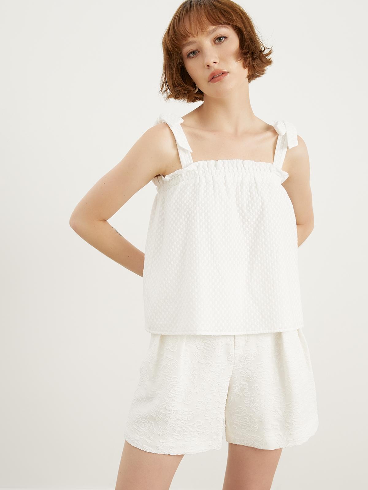 Textured Tie Tank - White