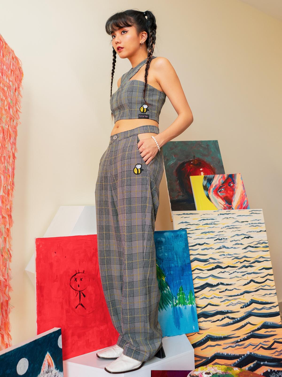 Cut Out Pants - Grey