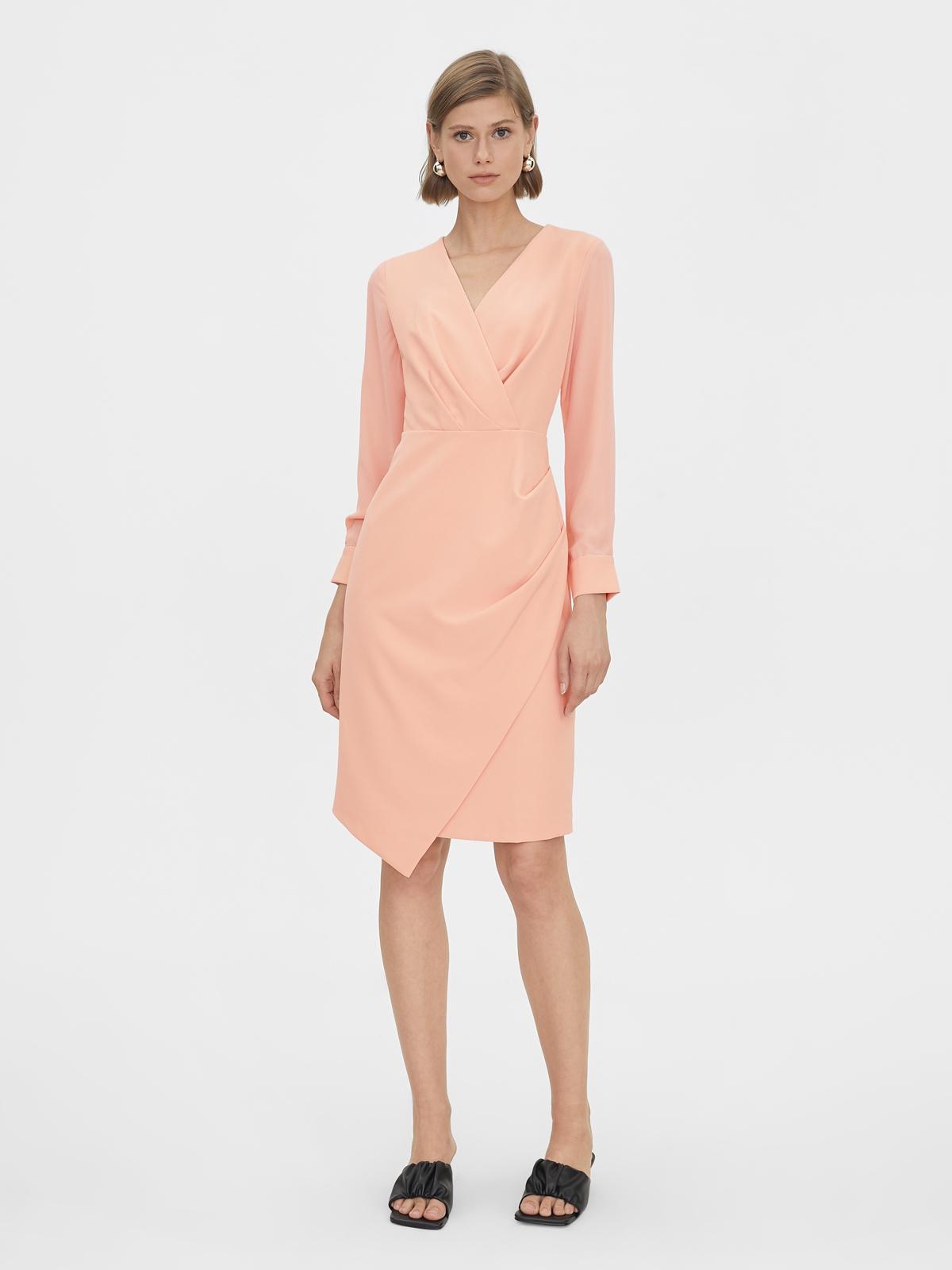 Asymmetrical Surplice Dress - Pink