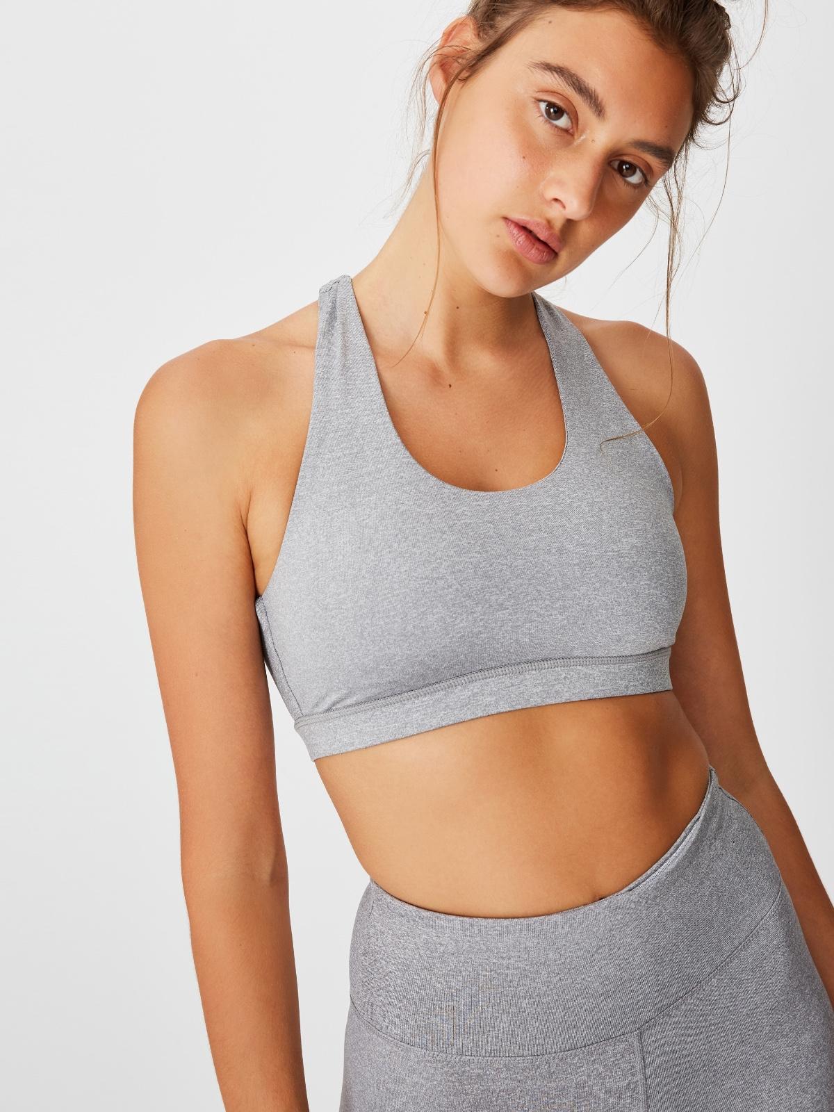 Workout Cut Out Crop - Mid Grey Marle