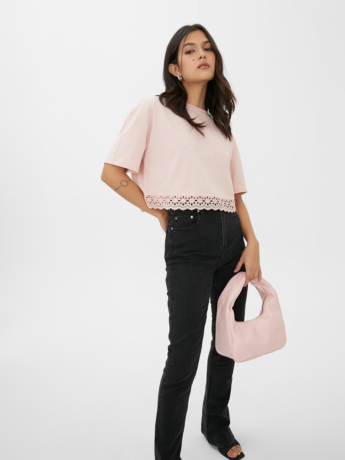 Sustainable Lace Crop Top - Pink