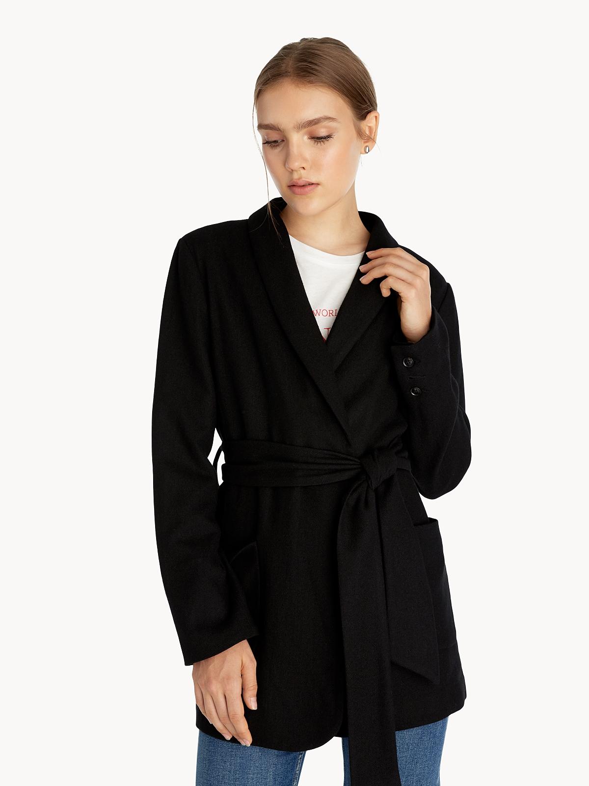 Waist Tie Blazer - Black