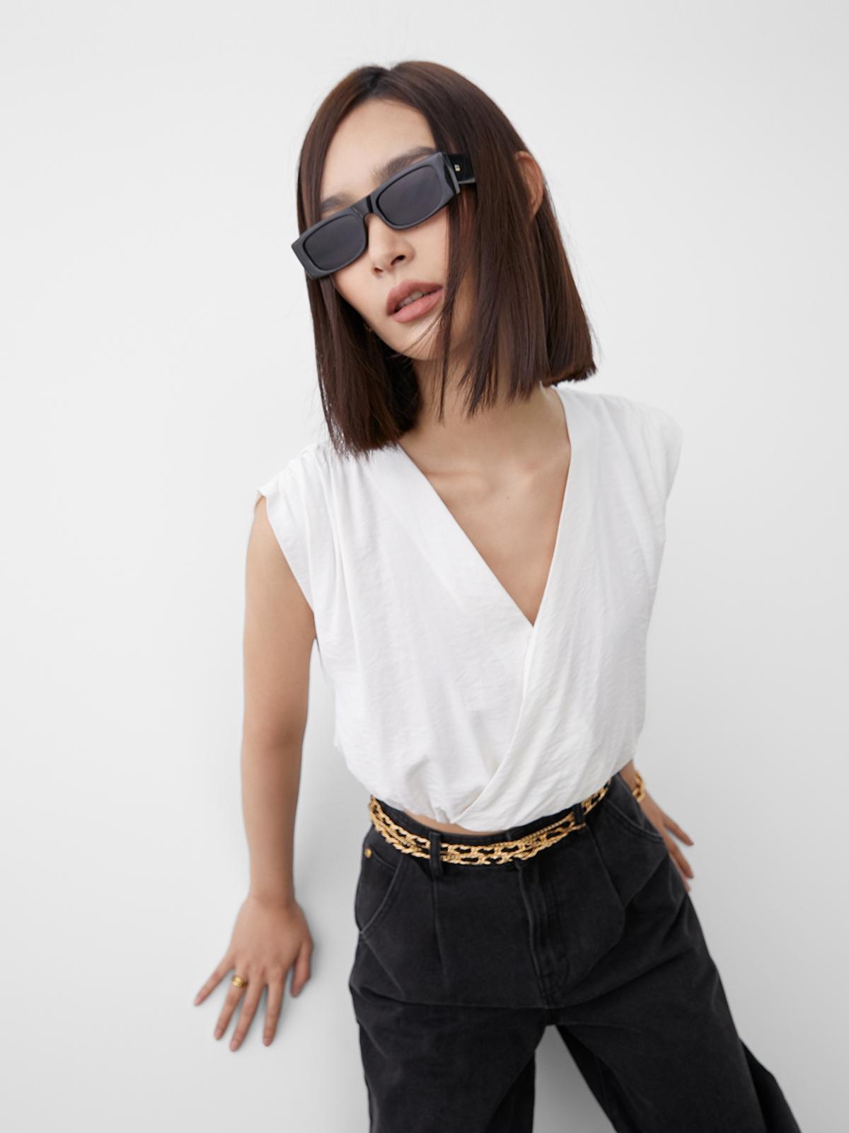 Jumped Waist Crop Top - White