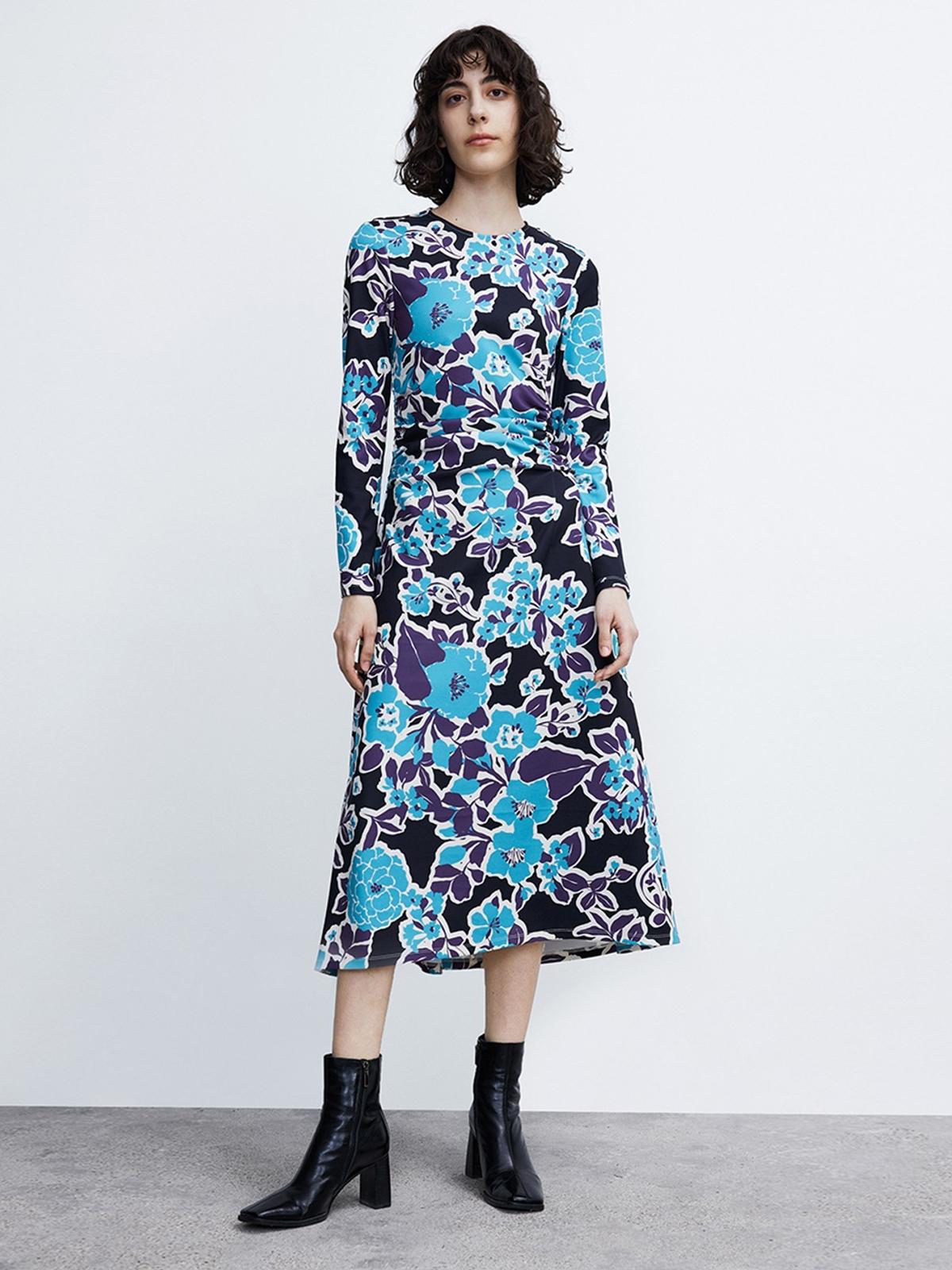 Floral Long Sleeve Midi Dress