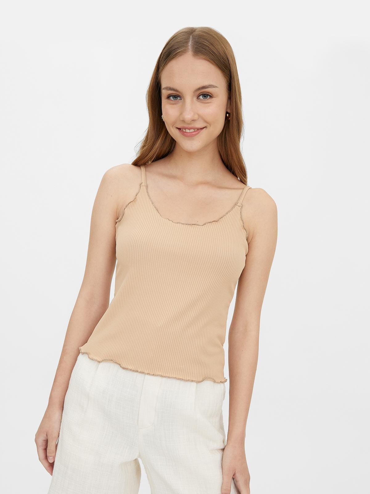 Sleeveless Ruffles Top - Beige Sleeveless Ruffles Top - Beige