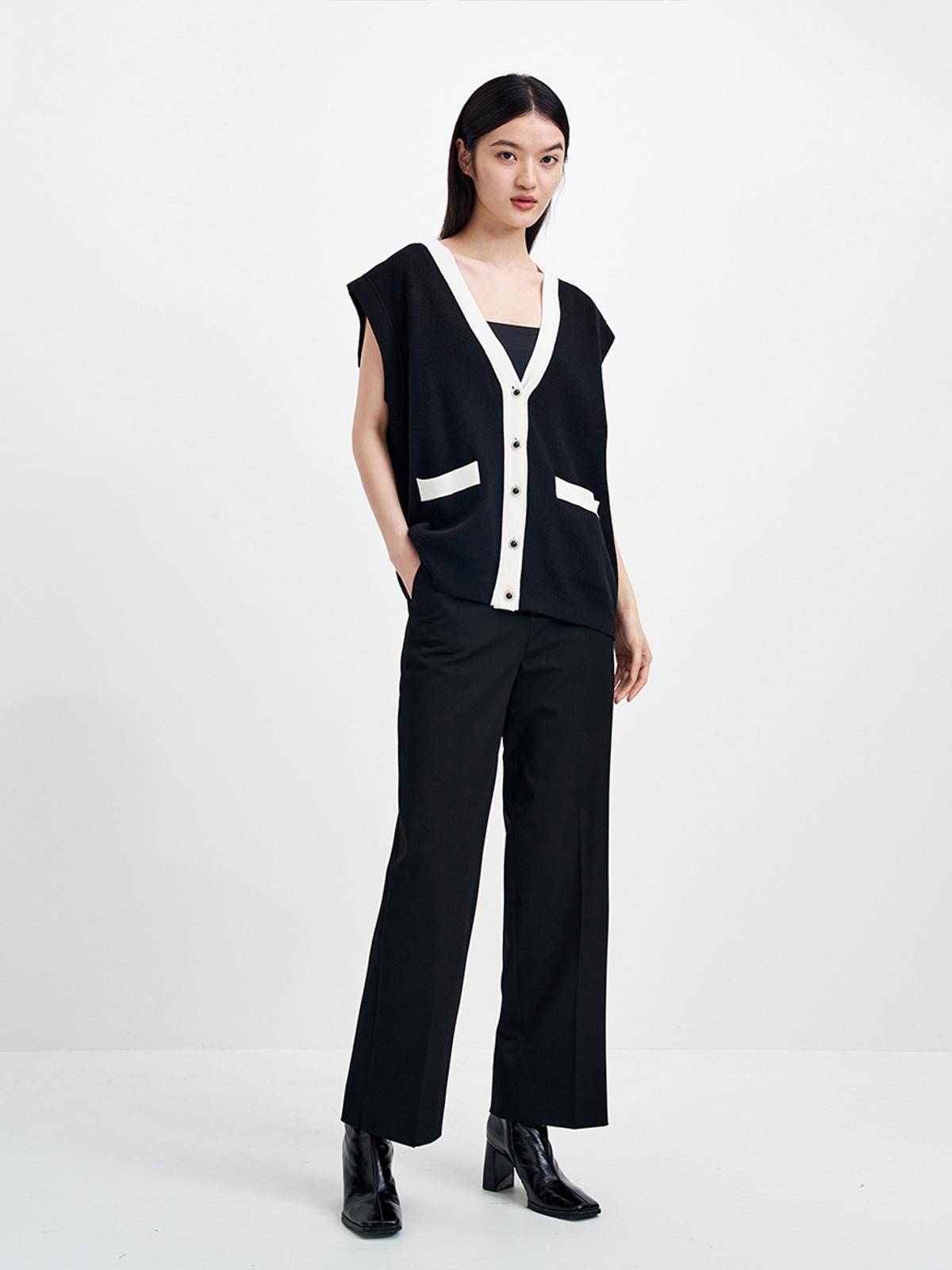 Straight Leg Tailored Pants - Black