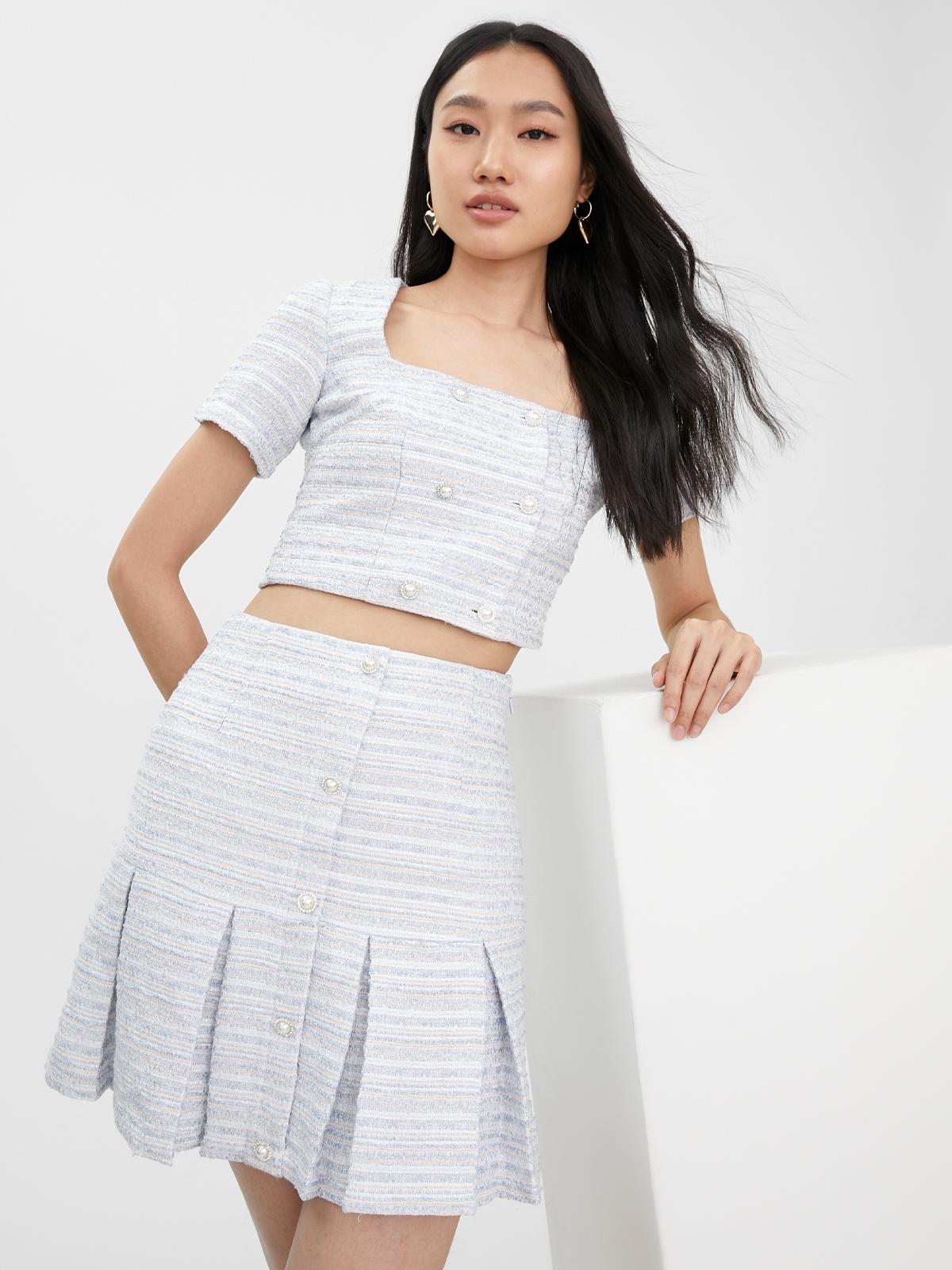 Button Down Pleated Skirt - Blue