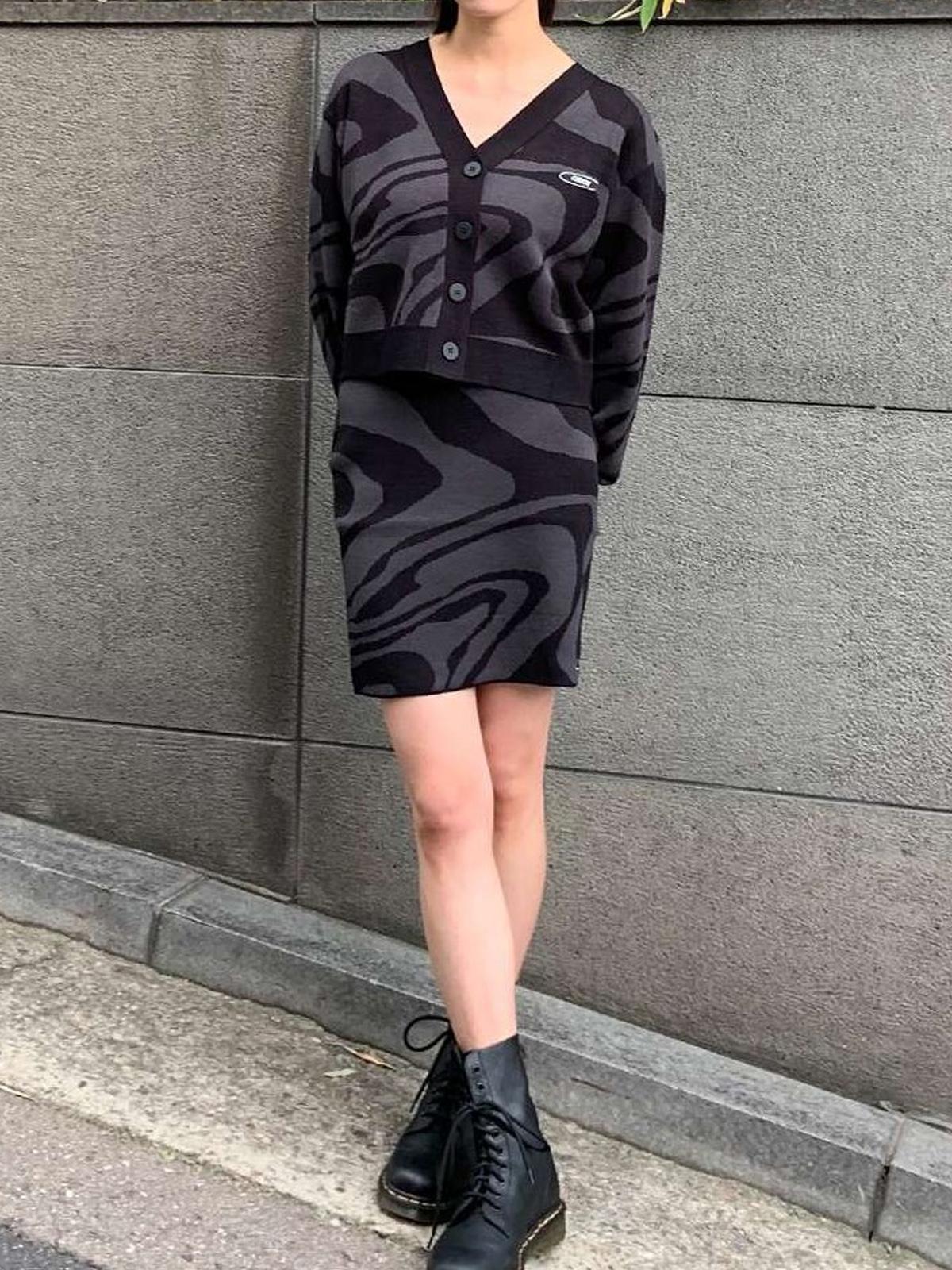 Chuck Marbling Knit Cardigan - Black