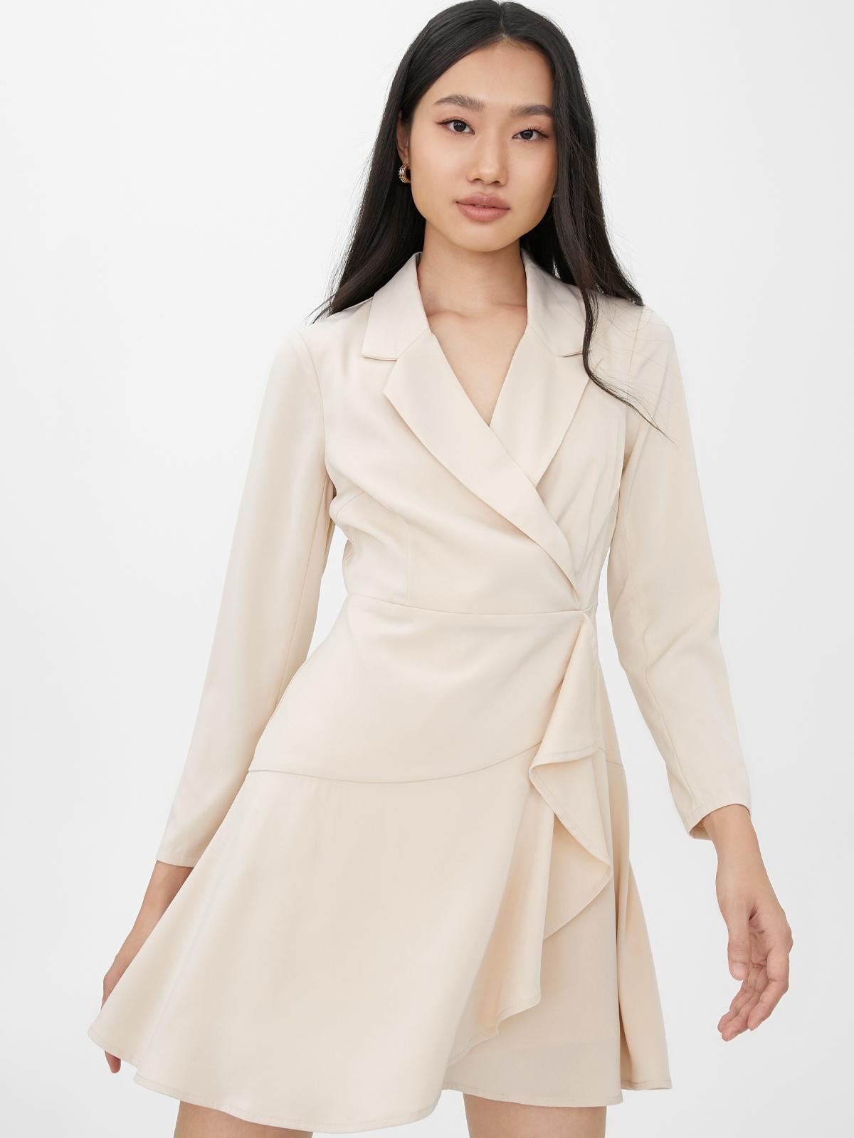 Ruffle Draped Flare Dress - Cream Ruffle Draped Flare Dress - Cream