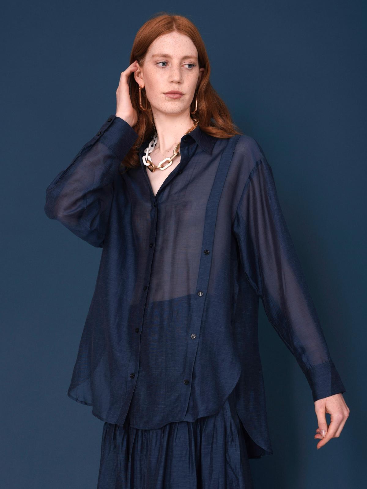 Jewel Bay Multi Placket Shirt - Navy