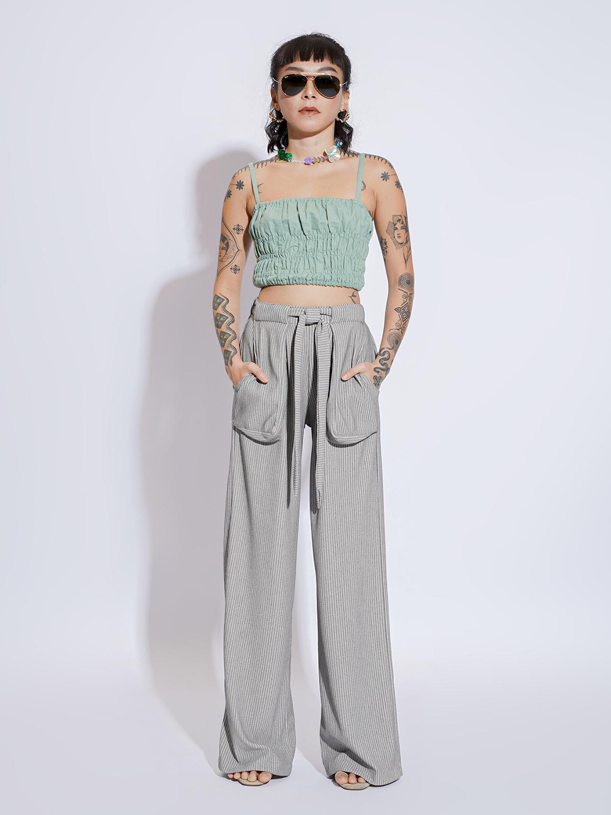 Paloma Shirred Cropped Top - Sage