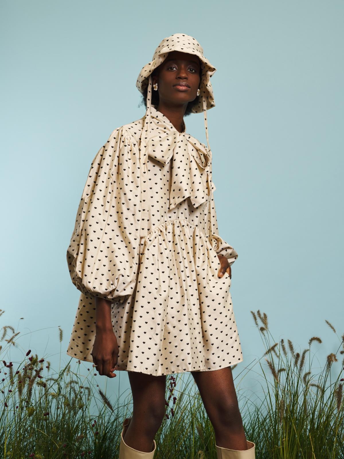 Barn Heart Jacquard Mini Dress - Cream