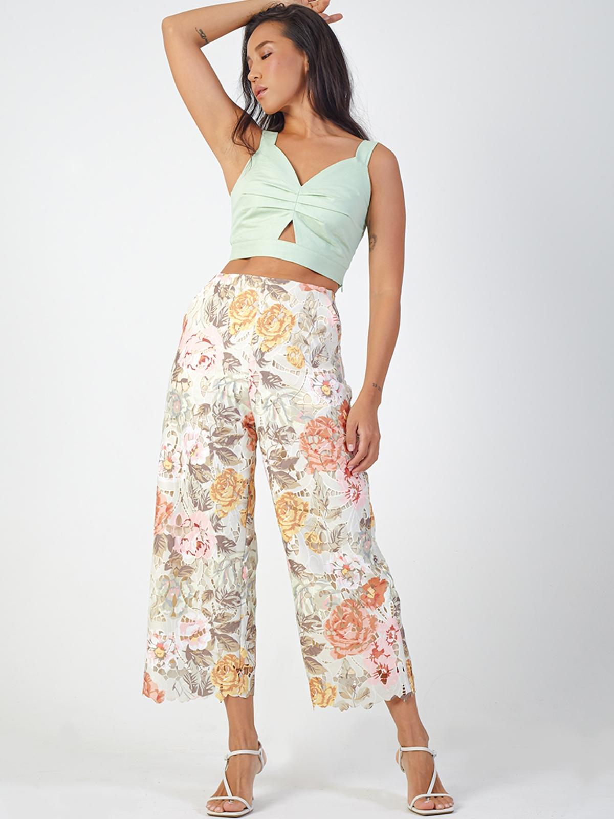 Linen Sleeveless Crop Top - Mint Green