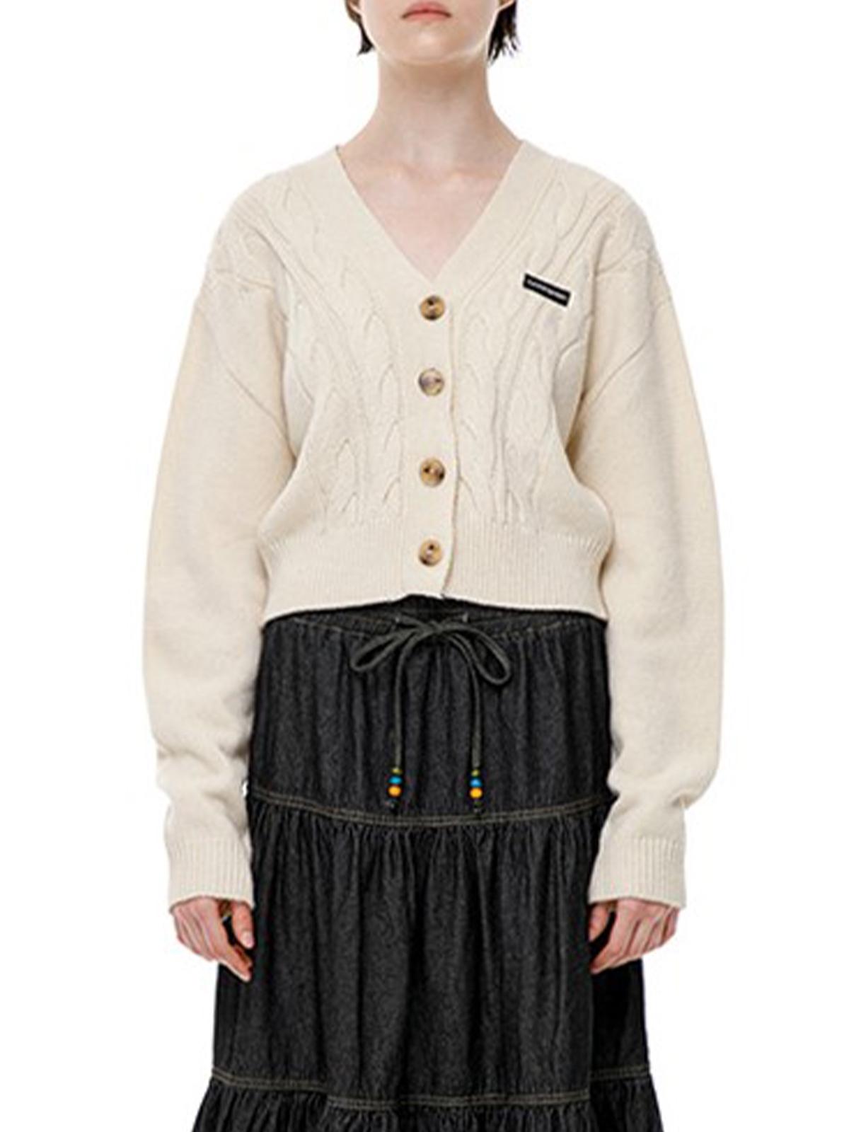 Running High X Lamb'S Wool Cable Crop Cardigan - Ivory