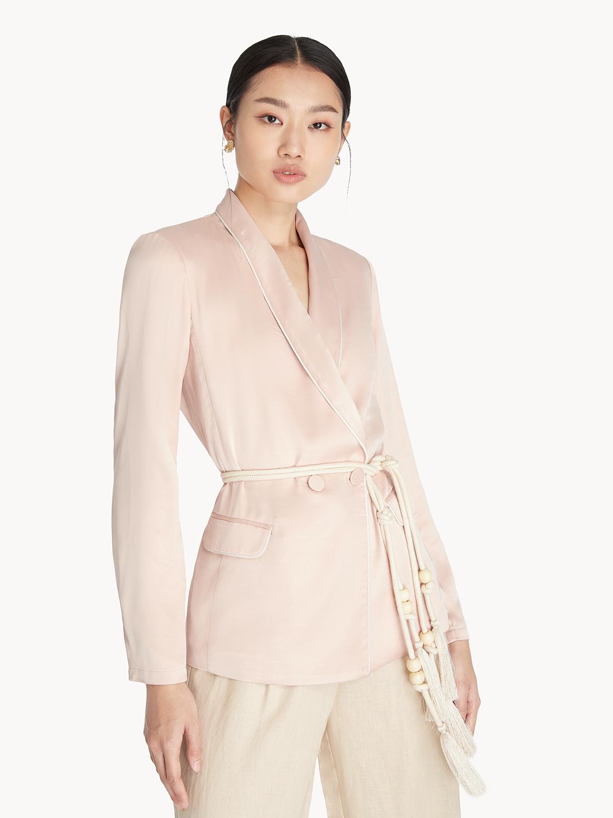 Tassel Rope Belt Blazer - Pink