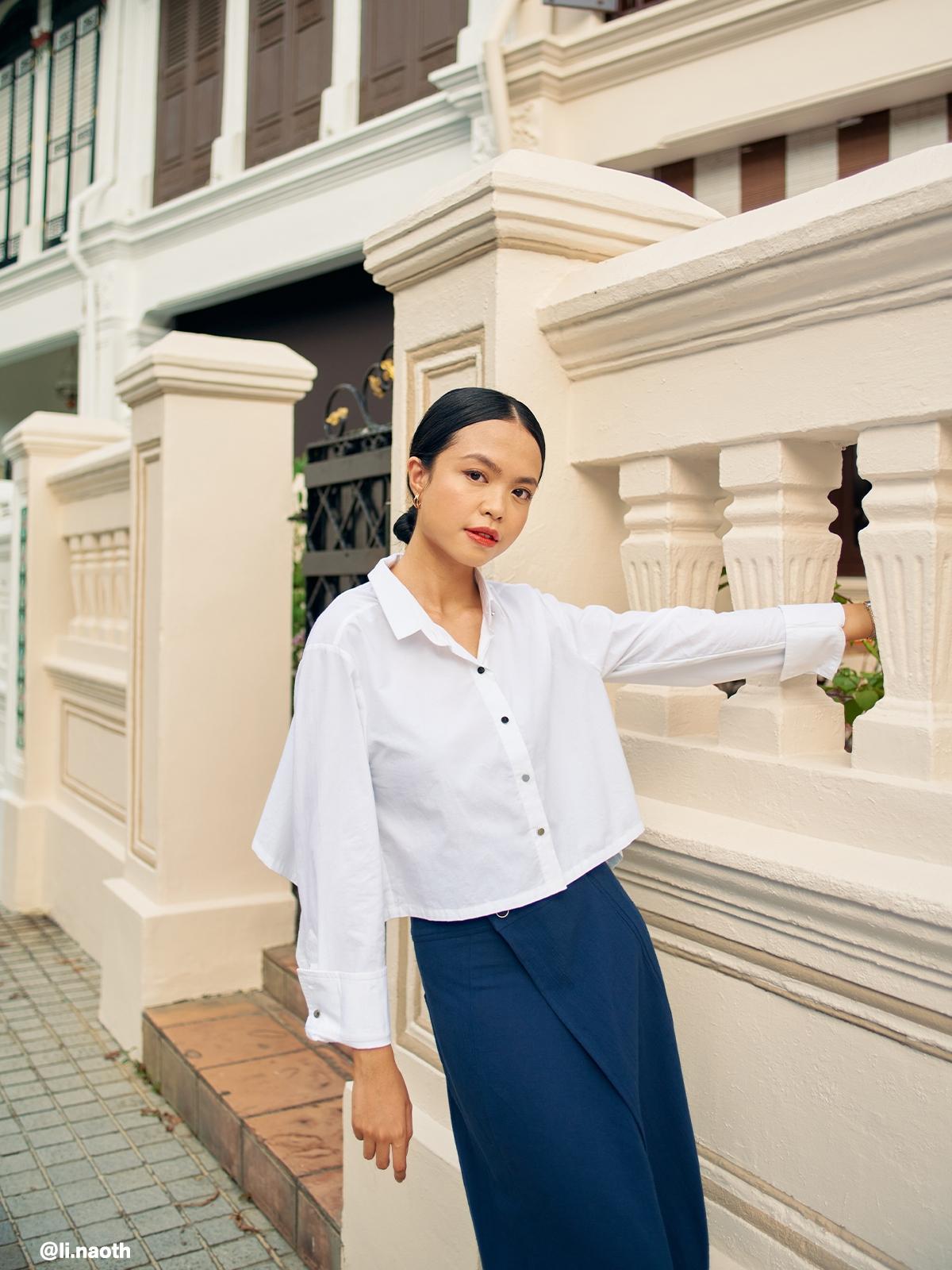 Back Tie Crop Shirt - White