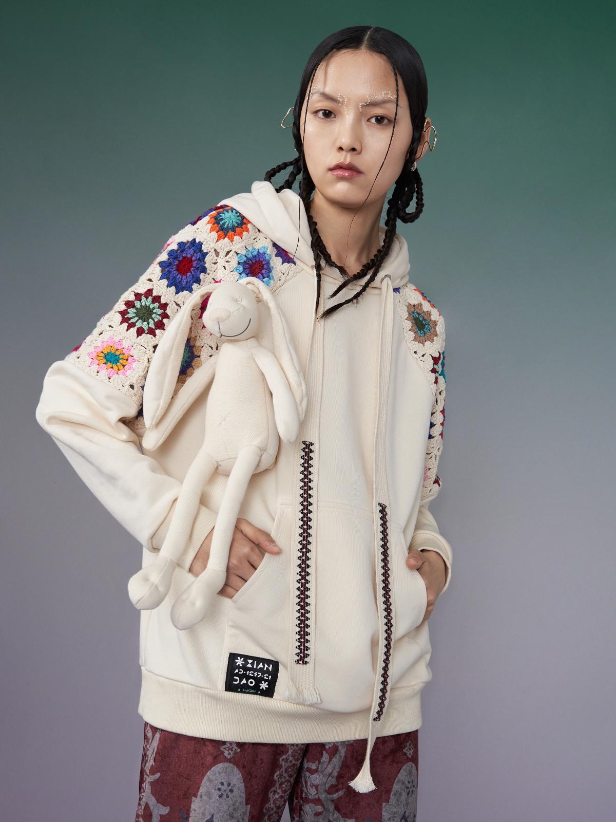 Embroidered Hoodie - Cream