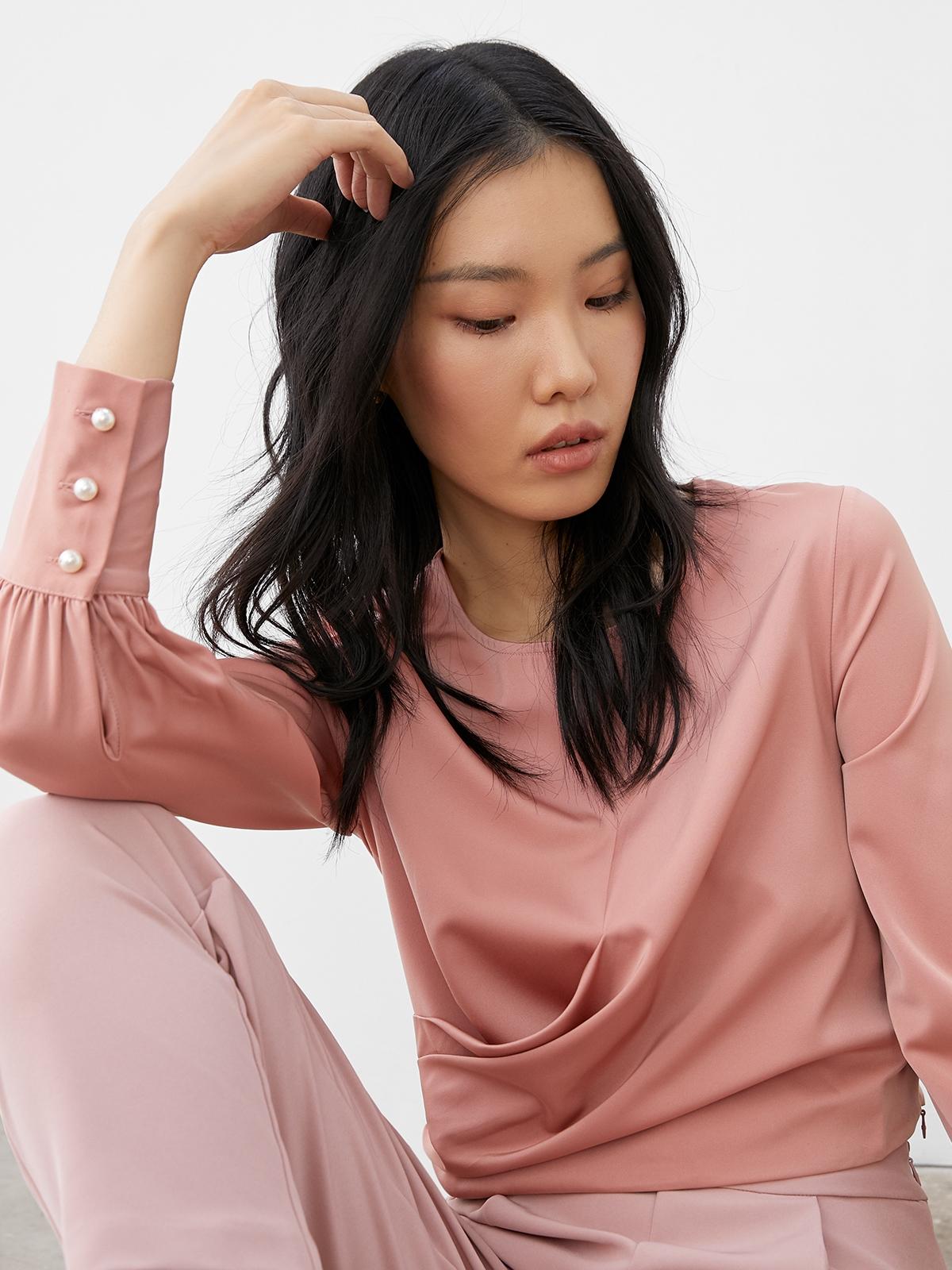 Front Ruched Blouse - Pink