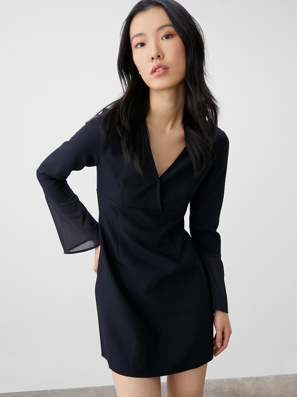 Surplice Neckline Mini Dress - Navy