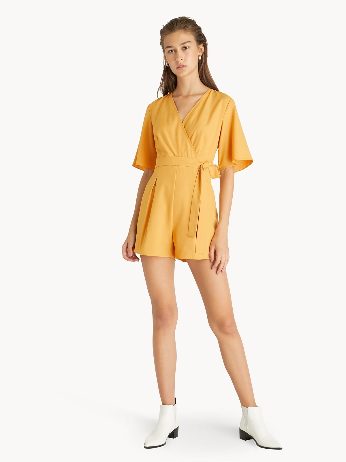 Tie Waist Romper - Yellow