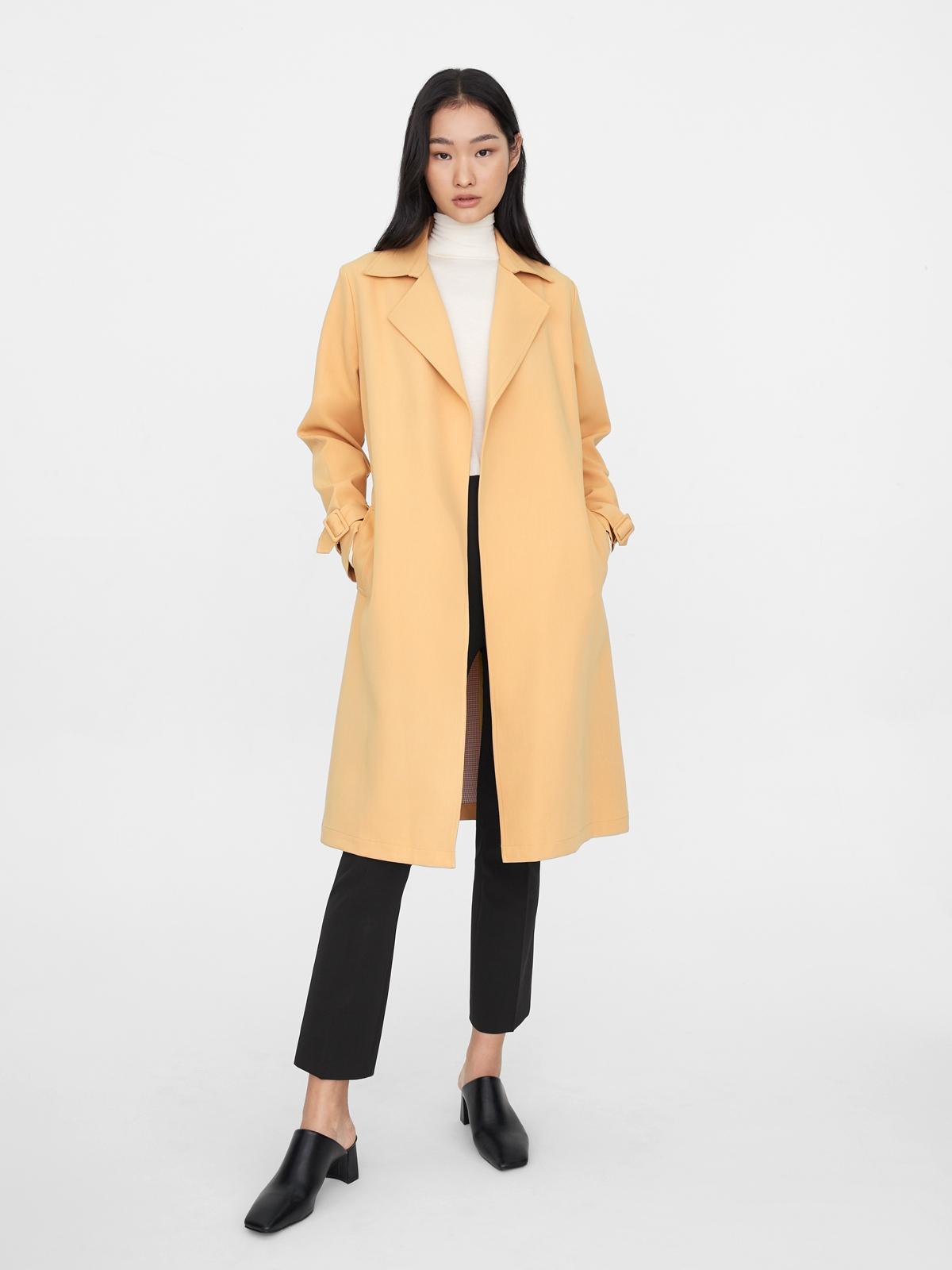 Belted Trench Coat - Peach