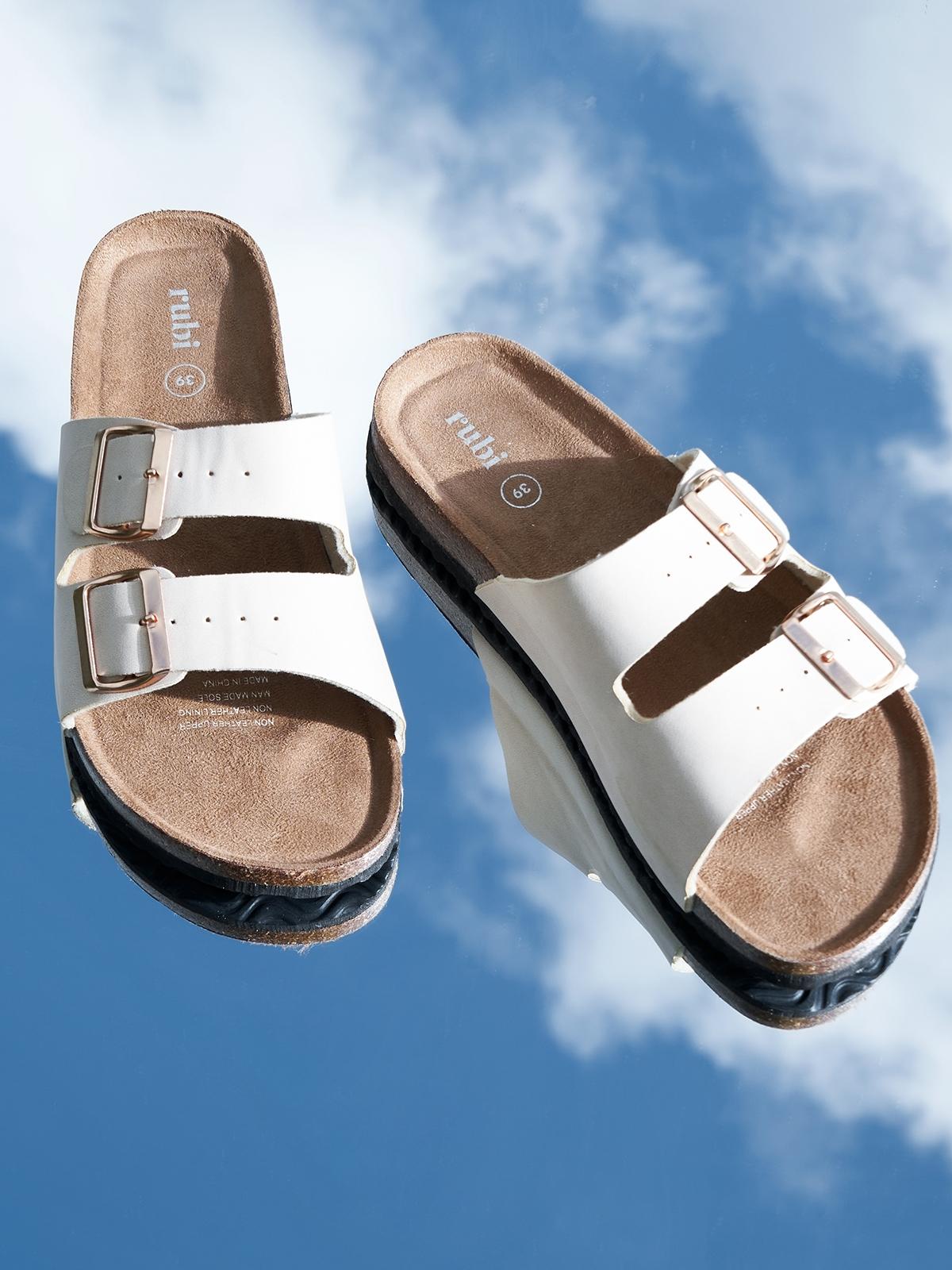 Rex Double Buckle Slide - White