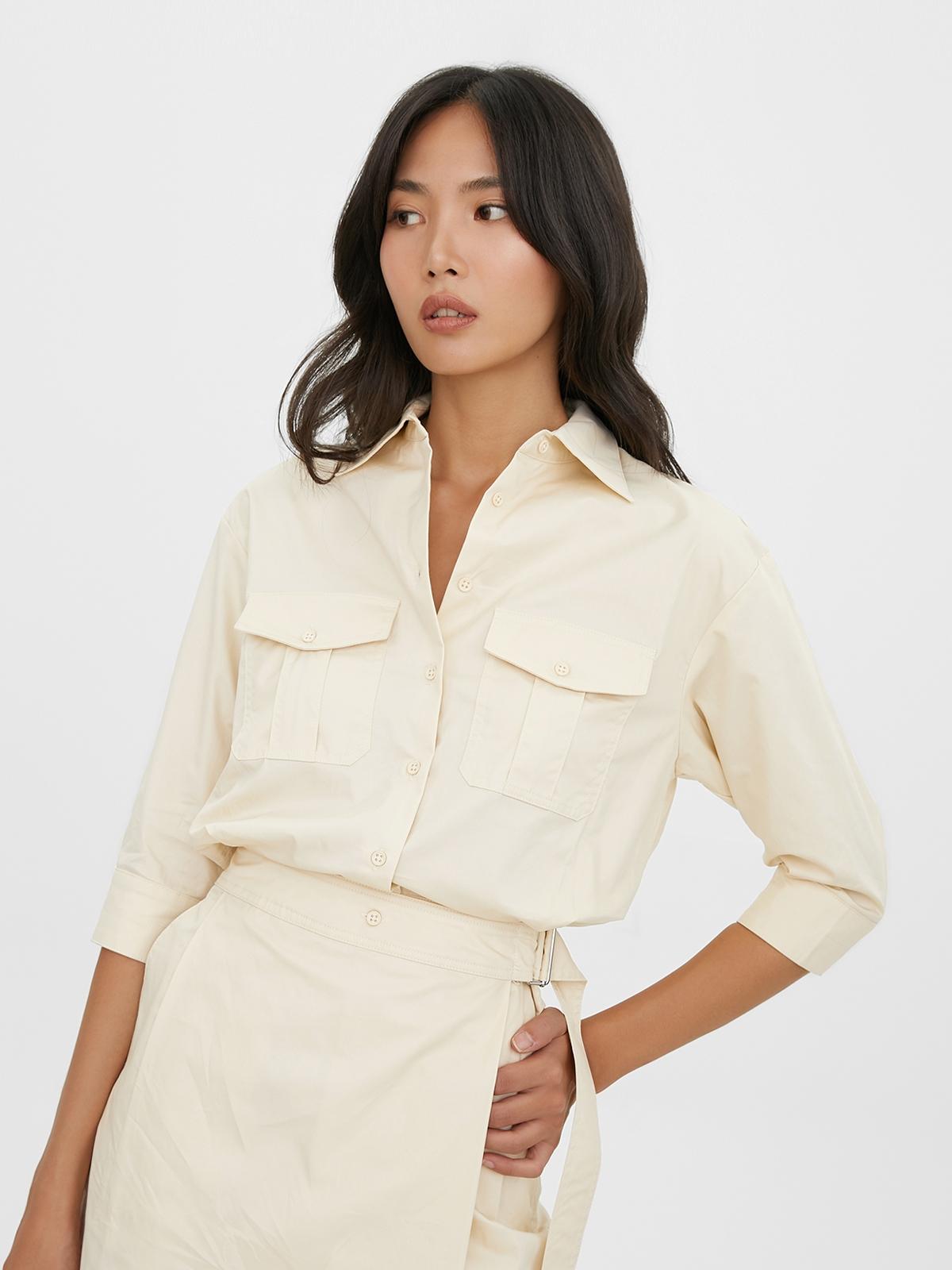 Wide Collared Skirt Dress - Khaki