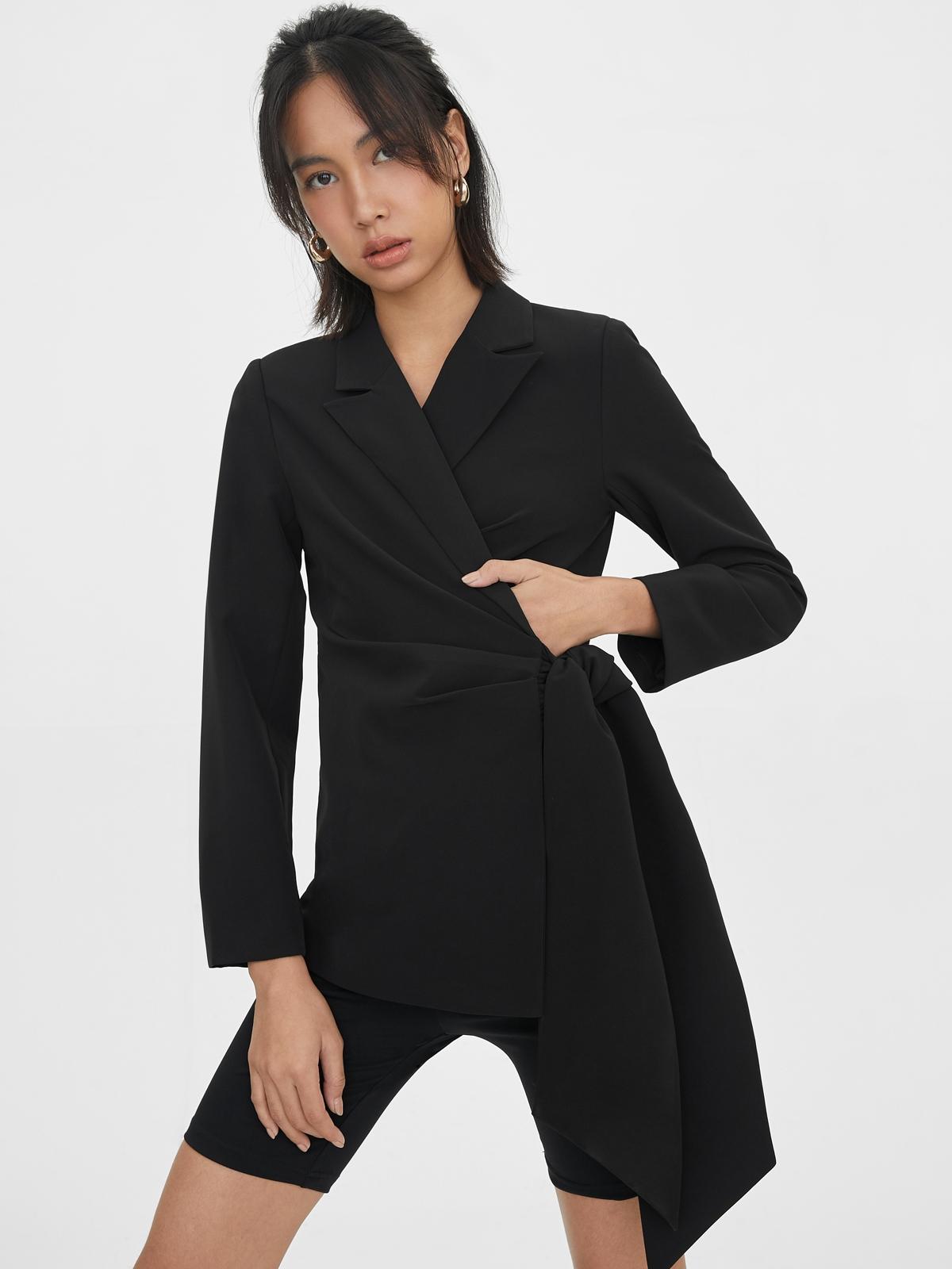 Wrap Style Blazer - Black