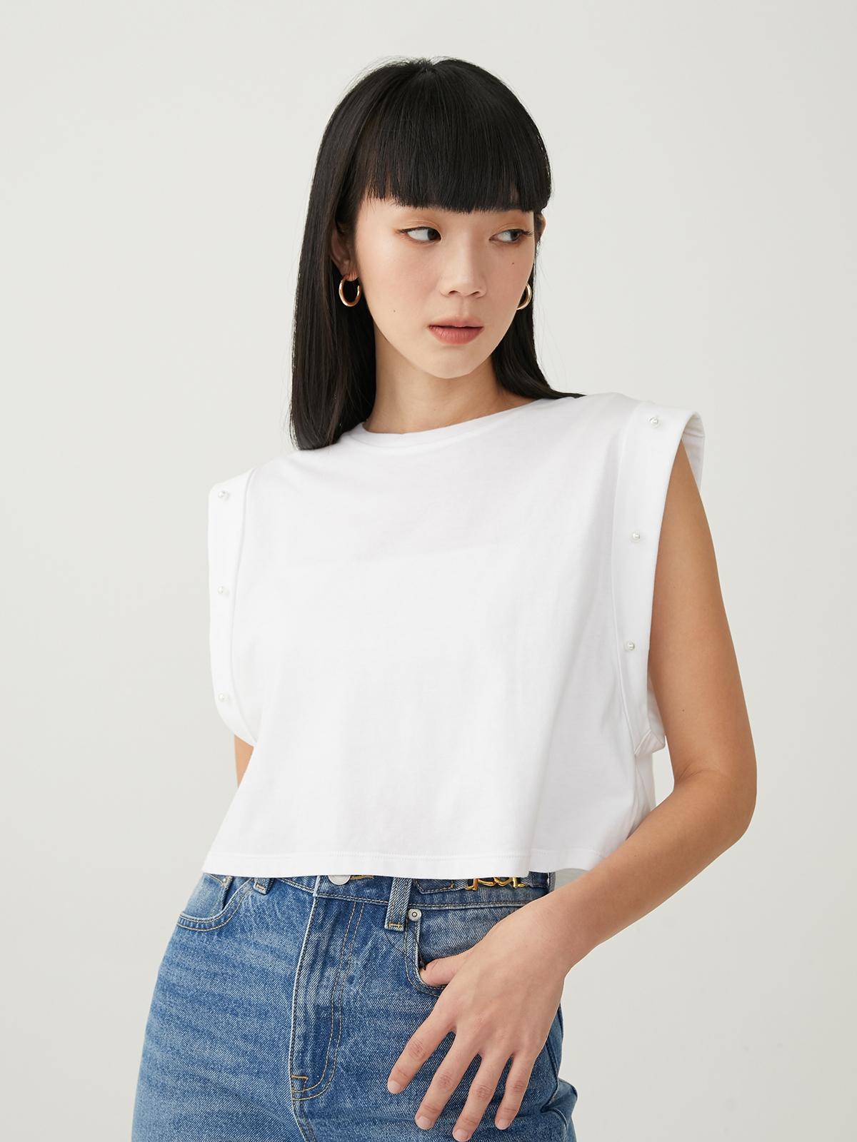 Sustainable Sleeveless Crop Top - White