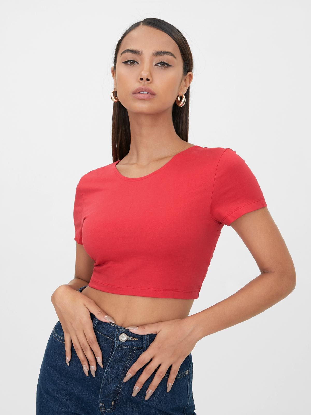 Sustainable Twisted Knot Crop Top - Red