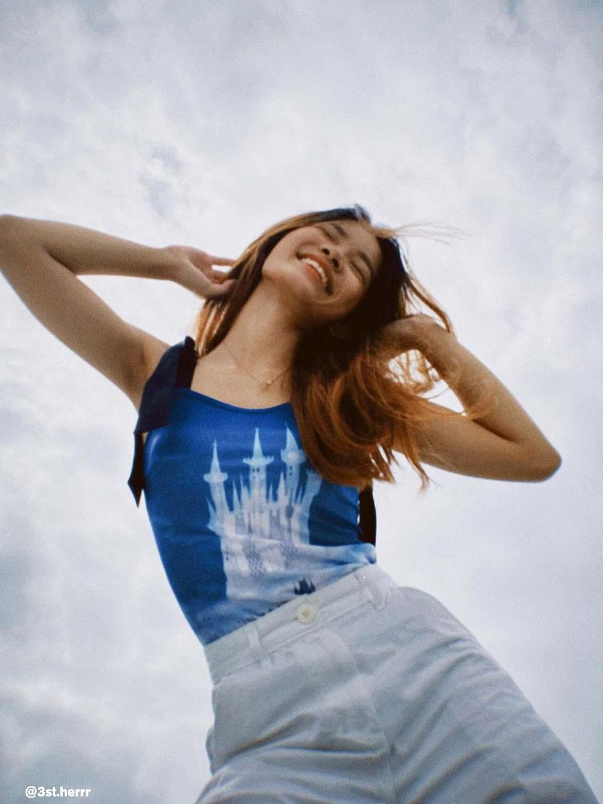 Disney Cinderella Sustainable Castle Print Top - Dark Blue