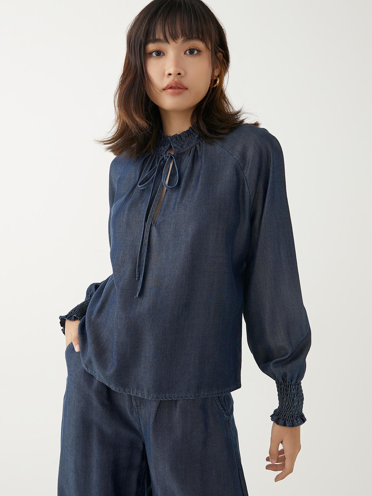 Sustainable Long Sleeves Denim Blouse - Blue