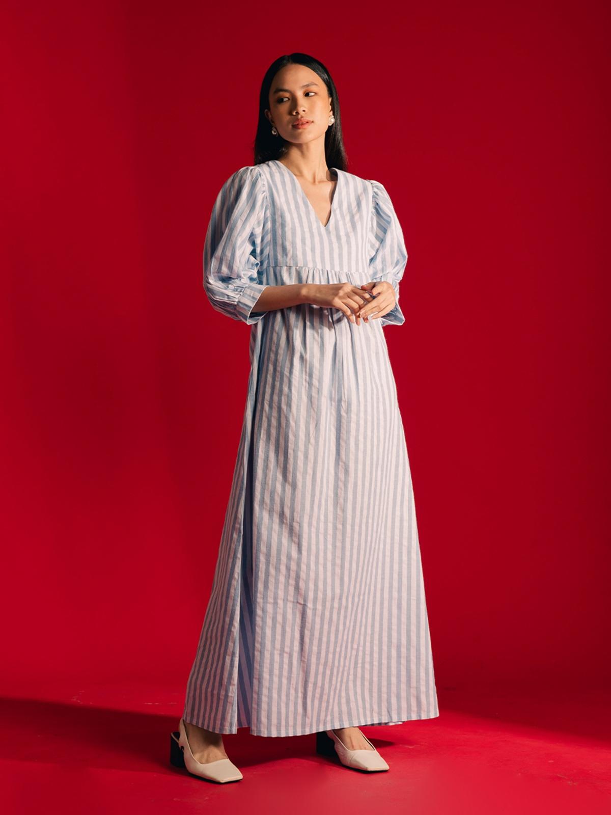 Leah Puffed Sleeve Dress - Grey