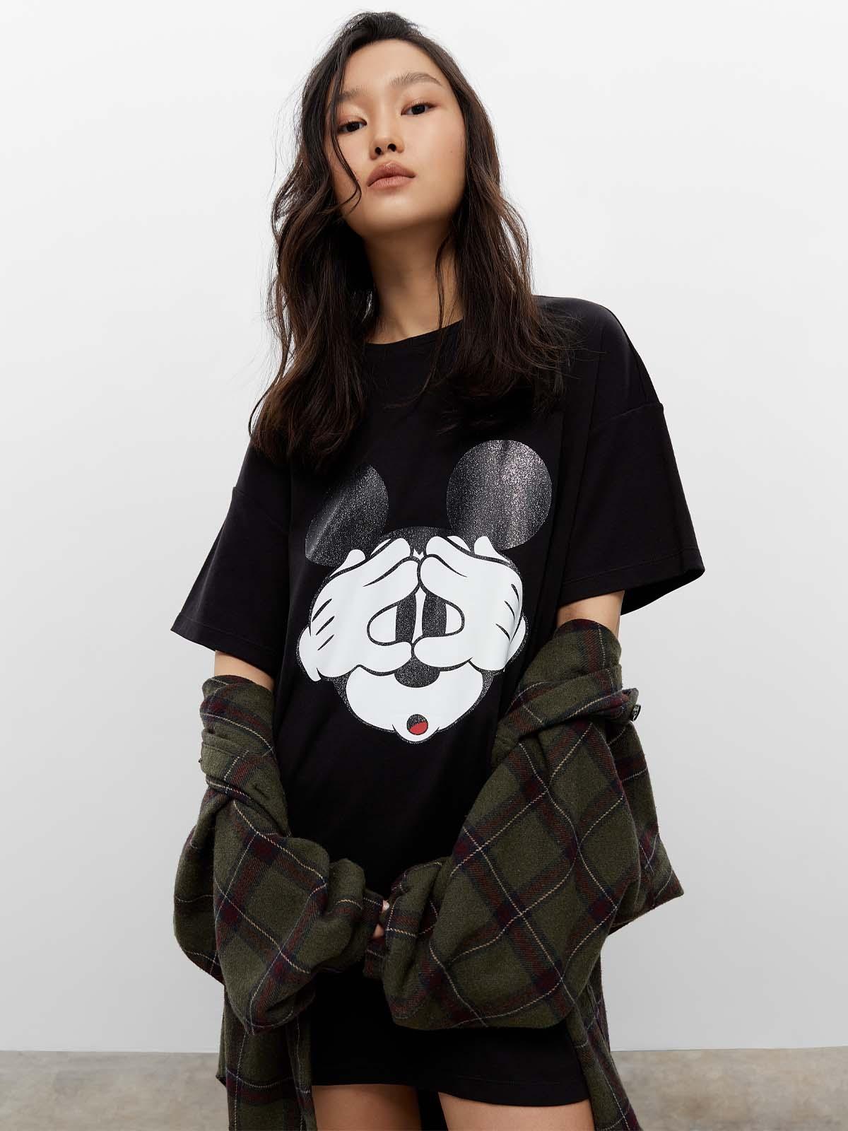 Mickey & Minnie Sustainable Graphic Mini Dress - Black