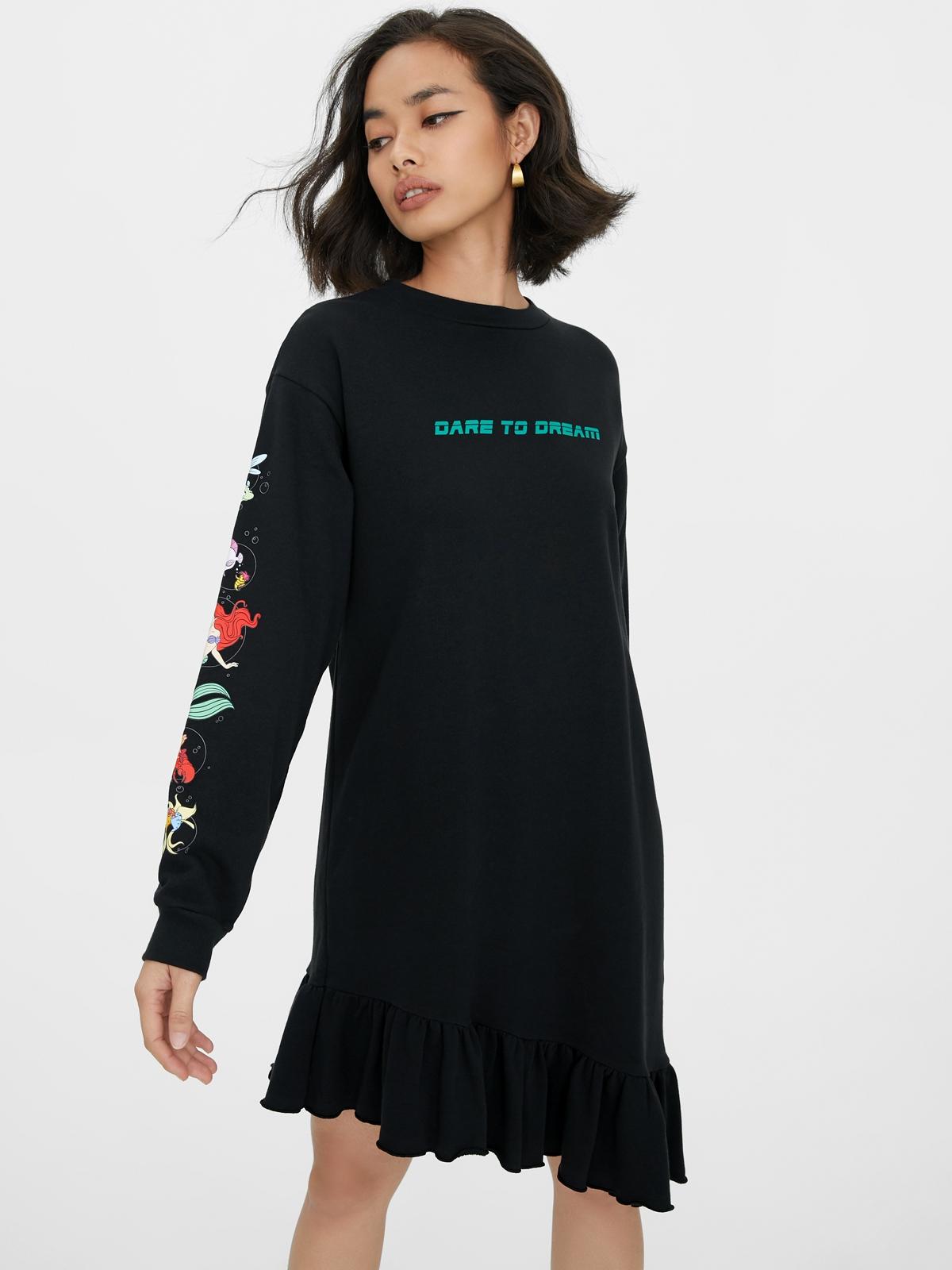 Disney Ariel Ruffled Midi Dress - Black