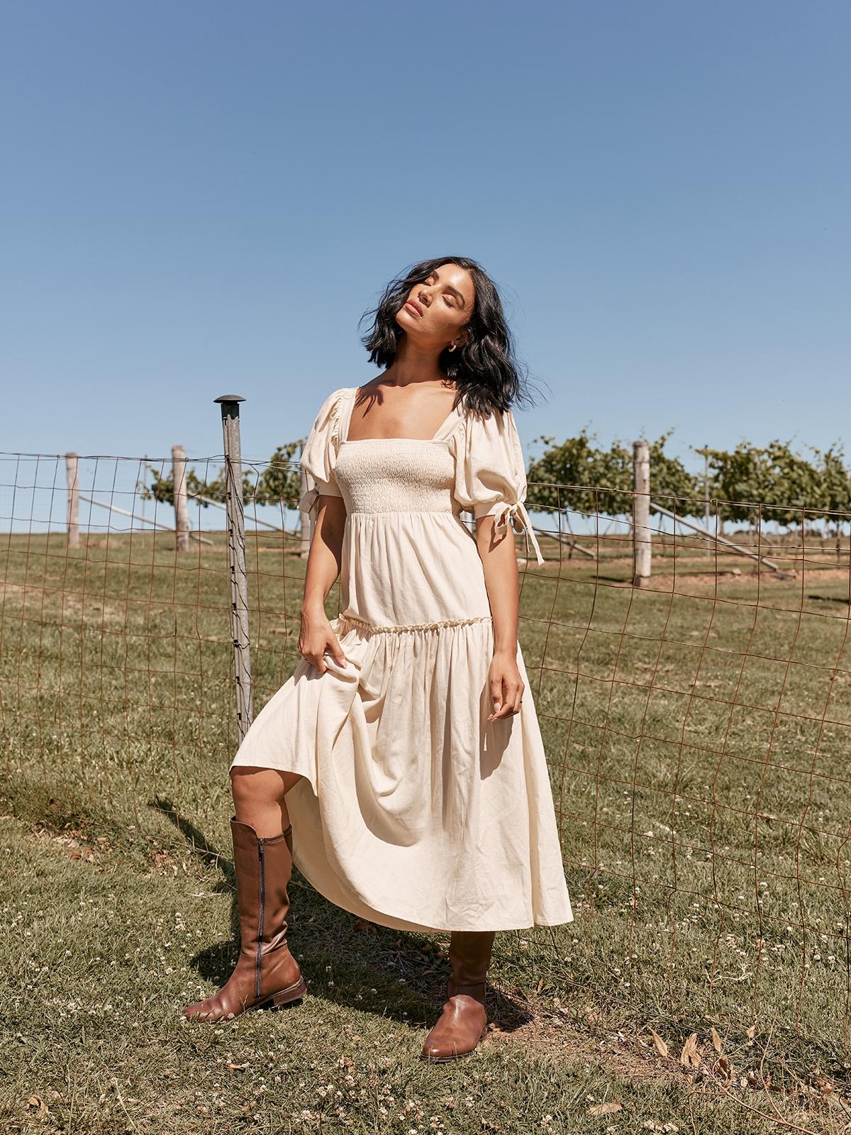 Wren Midi Dress - White