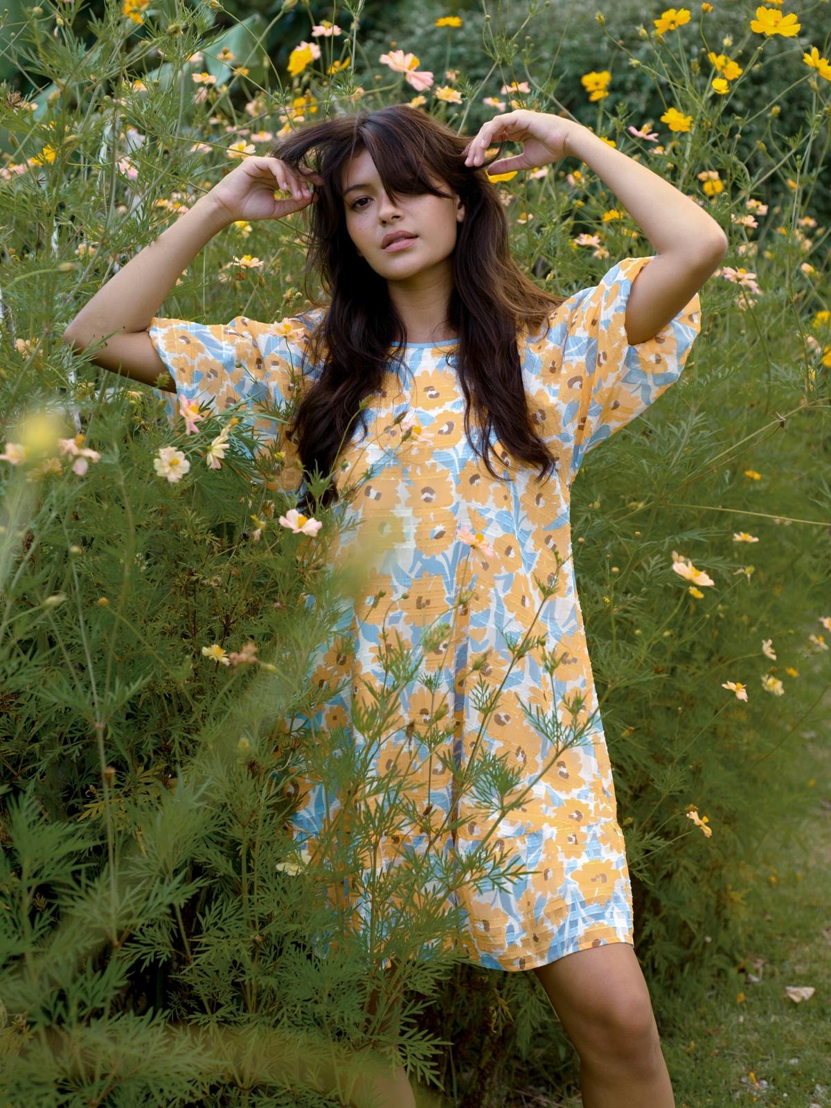 Janesuda x Pomelo Flower Puffed Sleeve Mini Dress - Print