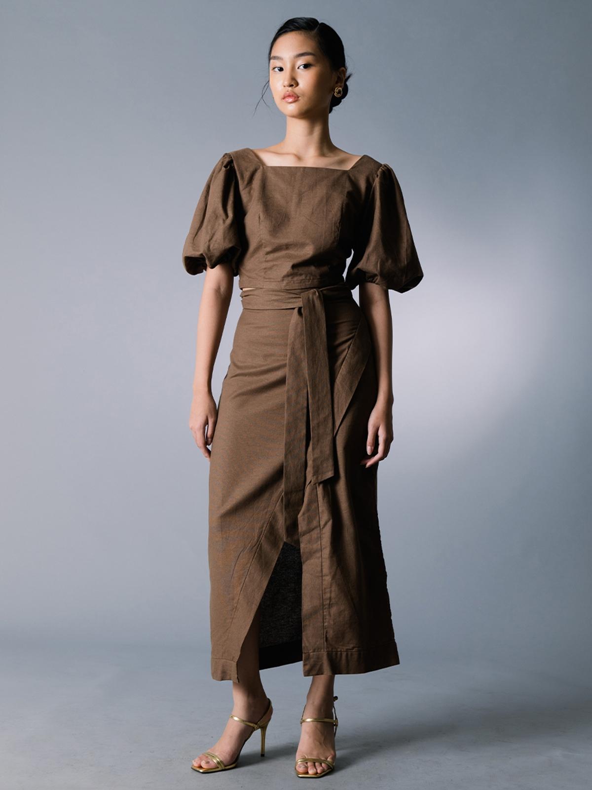 Adelaide Wrap Skirt Pale - Mocha