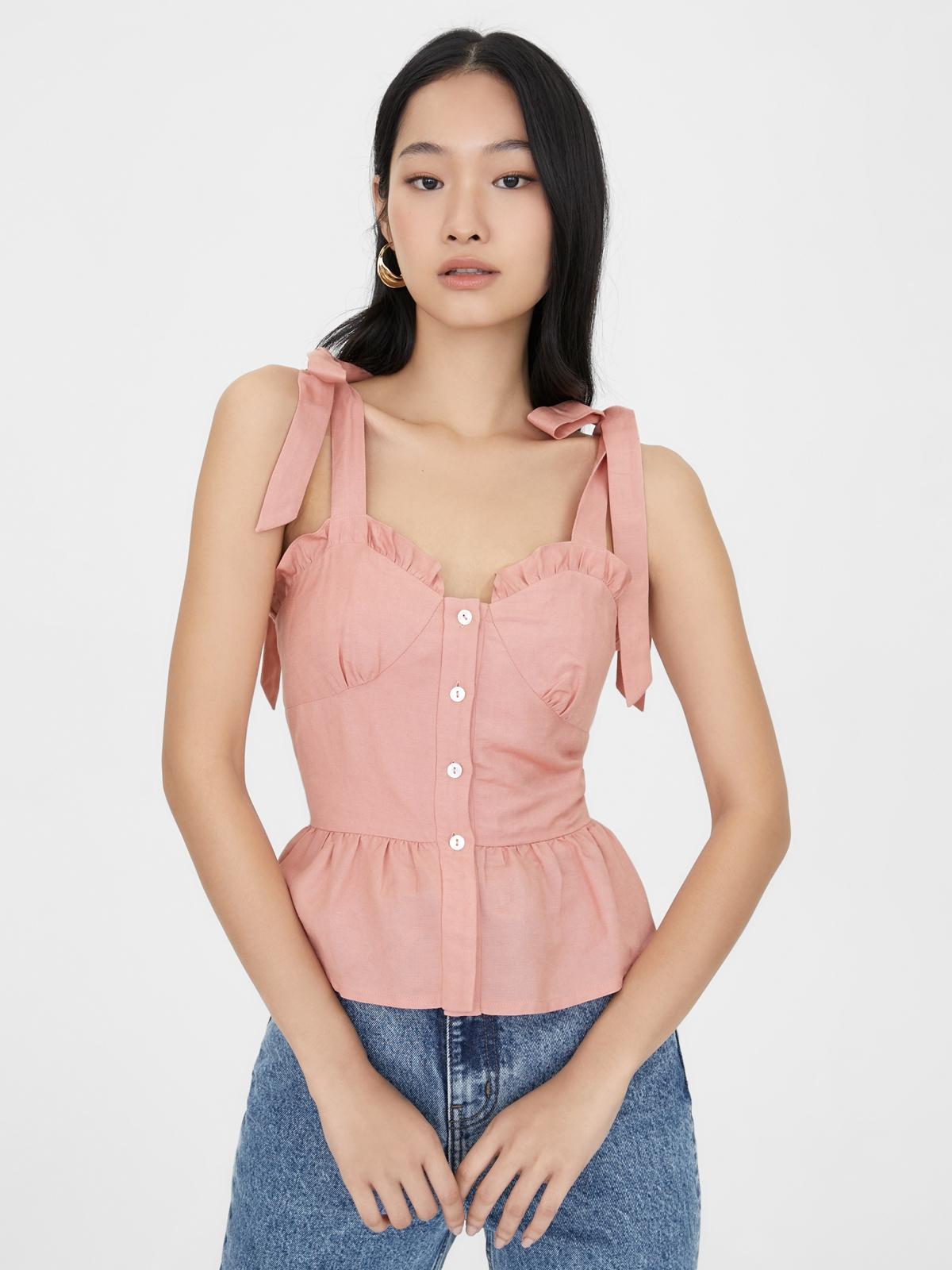 Button Up Sweetheart Top - Pink